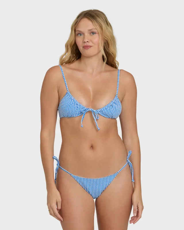 Mini Wave Check Cara Bralette Bikini Top - True Blue made by Billabong