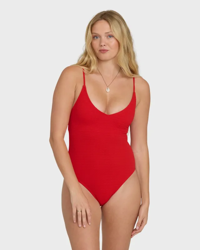 Rising Tide Strappy One Piece Swimsuit - Fiesta Red made by Billabong