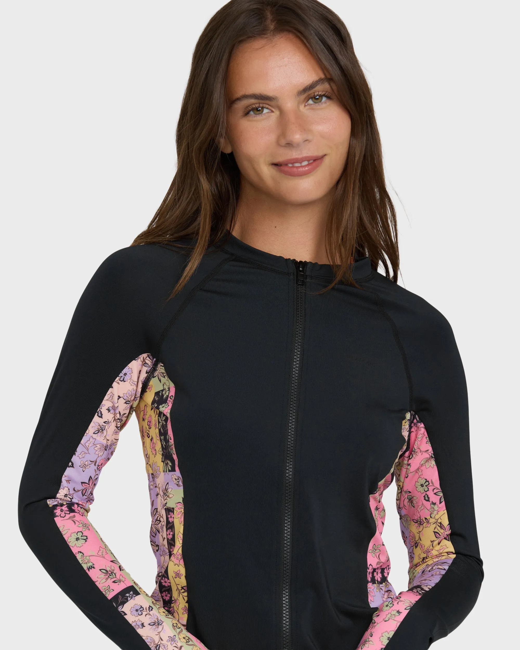 Dreamy Daze Zip Front Long Sleeve Rashguard - Black Pebble sold by Billabong product image thumbnail 5