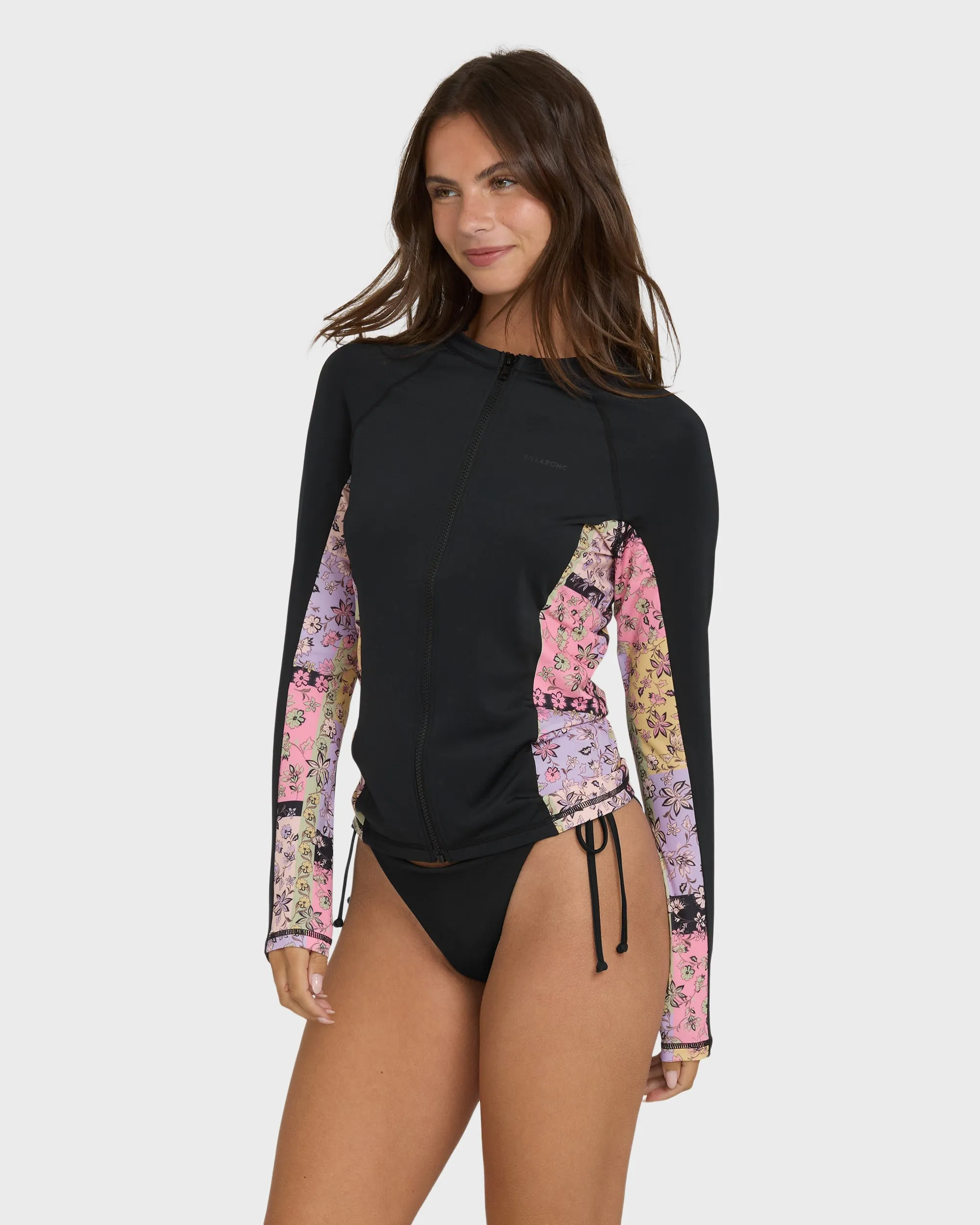 Dreamy Daze Zip Front Long Sleeve Rashguard - Black Pebble sold by Billabong product image thumbnail 3