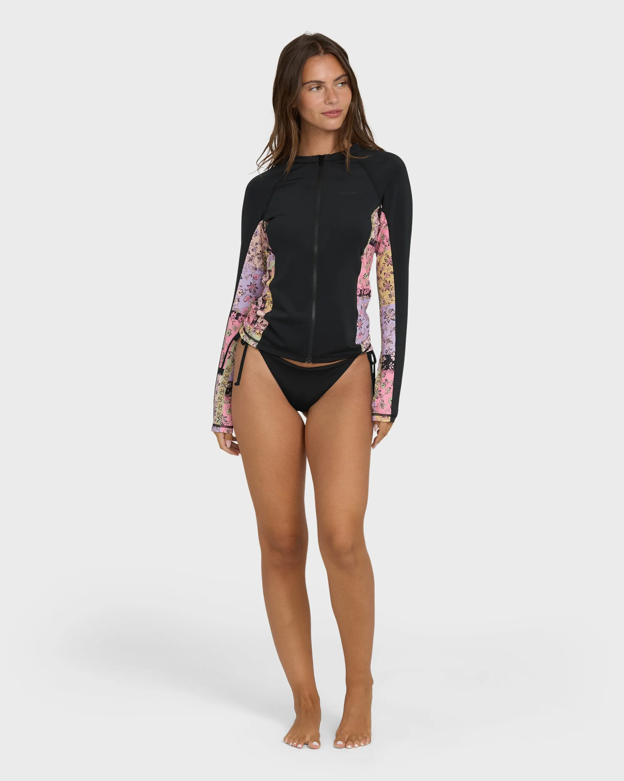 Dreamy Daze Zip Front Long Sleeve Rashguard - Black Pebble sold by Billabong product image thumbnail 4