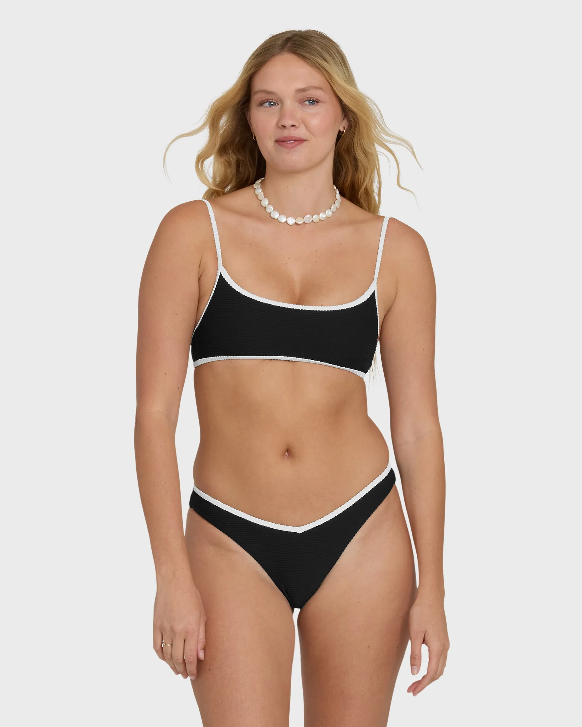 Tanlines Bound Jaclyn Crop Bralette Bikini Top - Black Pebble sold by Billabong