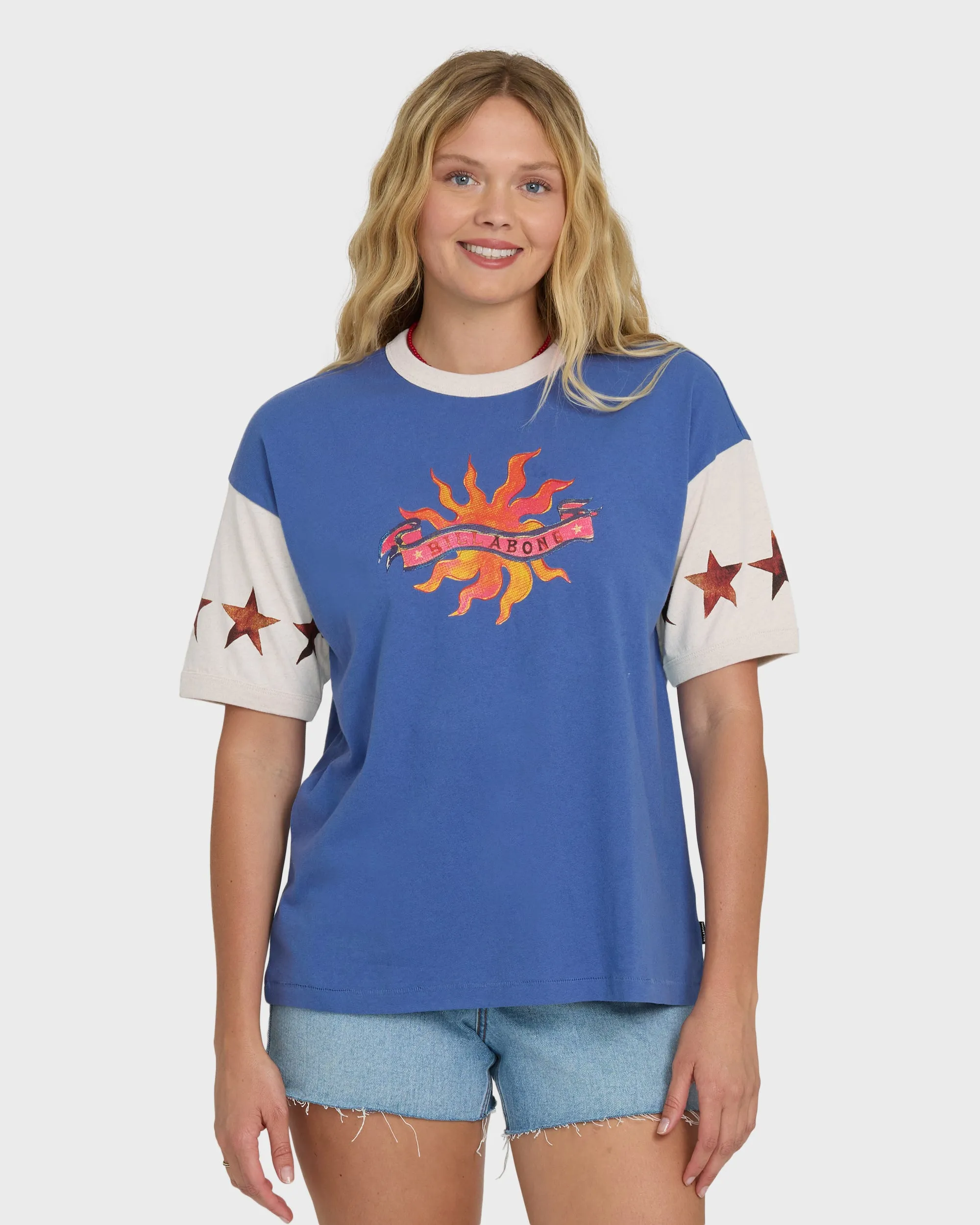 Tropics Co Ringer Short Sleeve Knit T-Shirt - Dutch Blue sold by Billabong