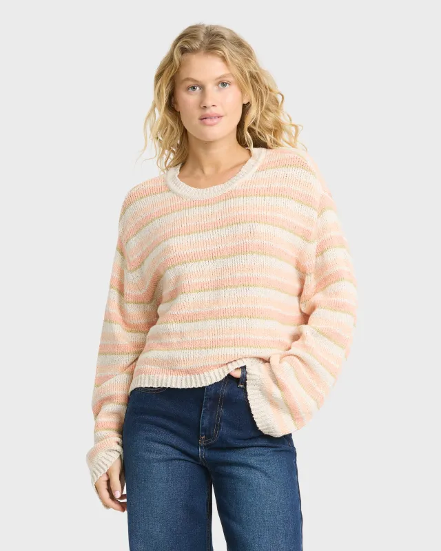 Bright Sol Crewneck Sweater - Light Peach made by Billabong