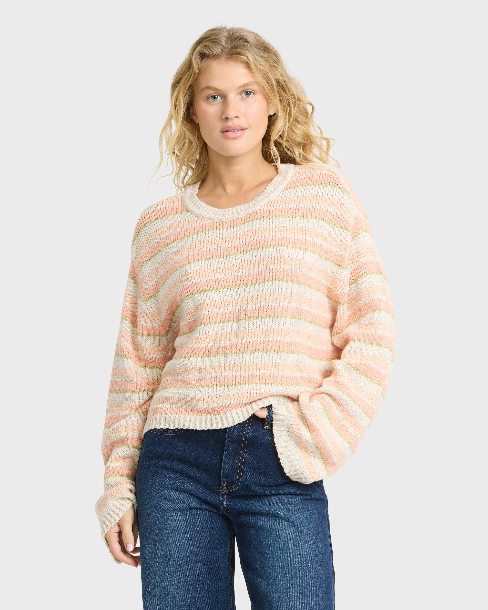 Bright Sol Crewneck Sweater - Light Peach sold by Billabong
