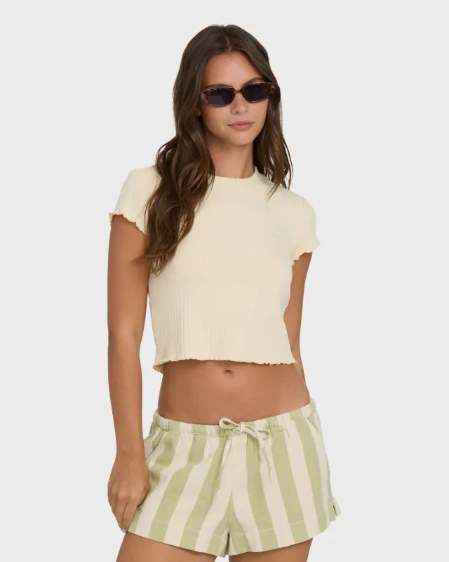 Shelly Short Sleeve Knit T-Shirt - Dove made by Billabong