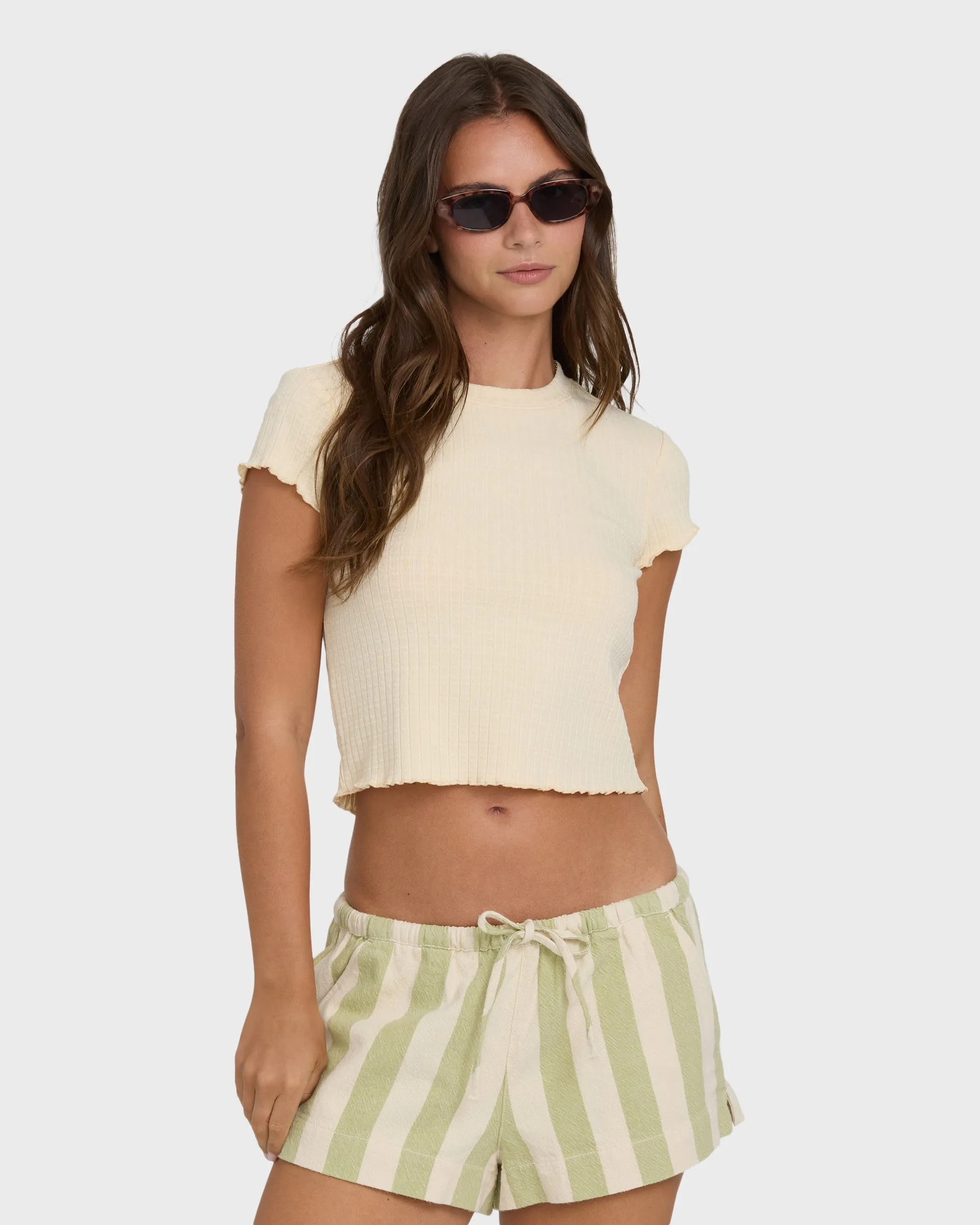 Shelly Short Sleeve Knit T-Shirt - Dove sold by Billabong