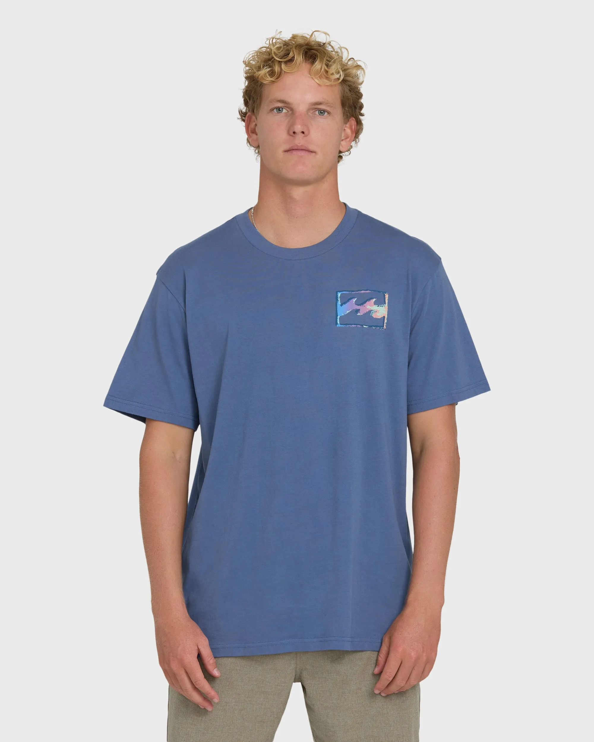Crayon Wave Premium Short Sleeve Knit T-Shirt - Blue Horizon sold by Billabong