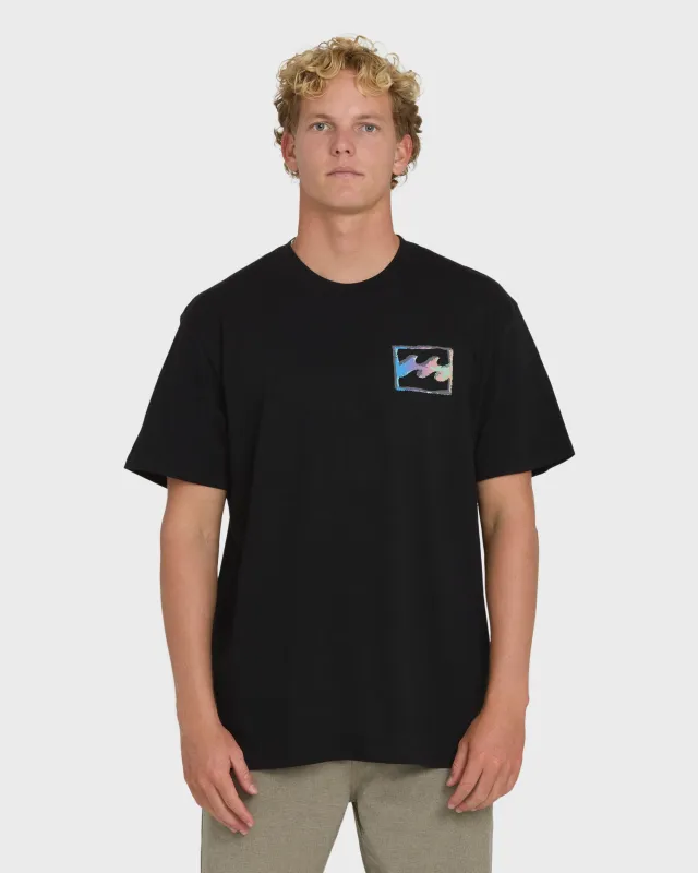 Crayon Wave Premium Short Sleeve Knit T-Shirt - Black made by Billabong