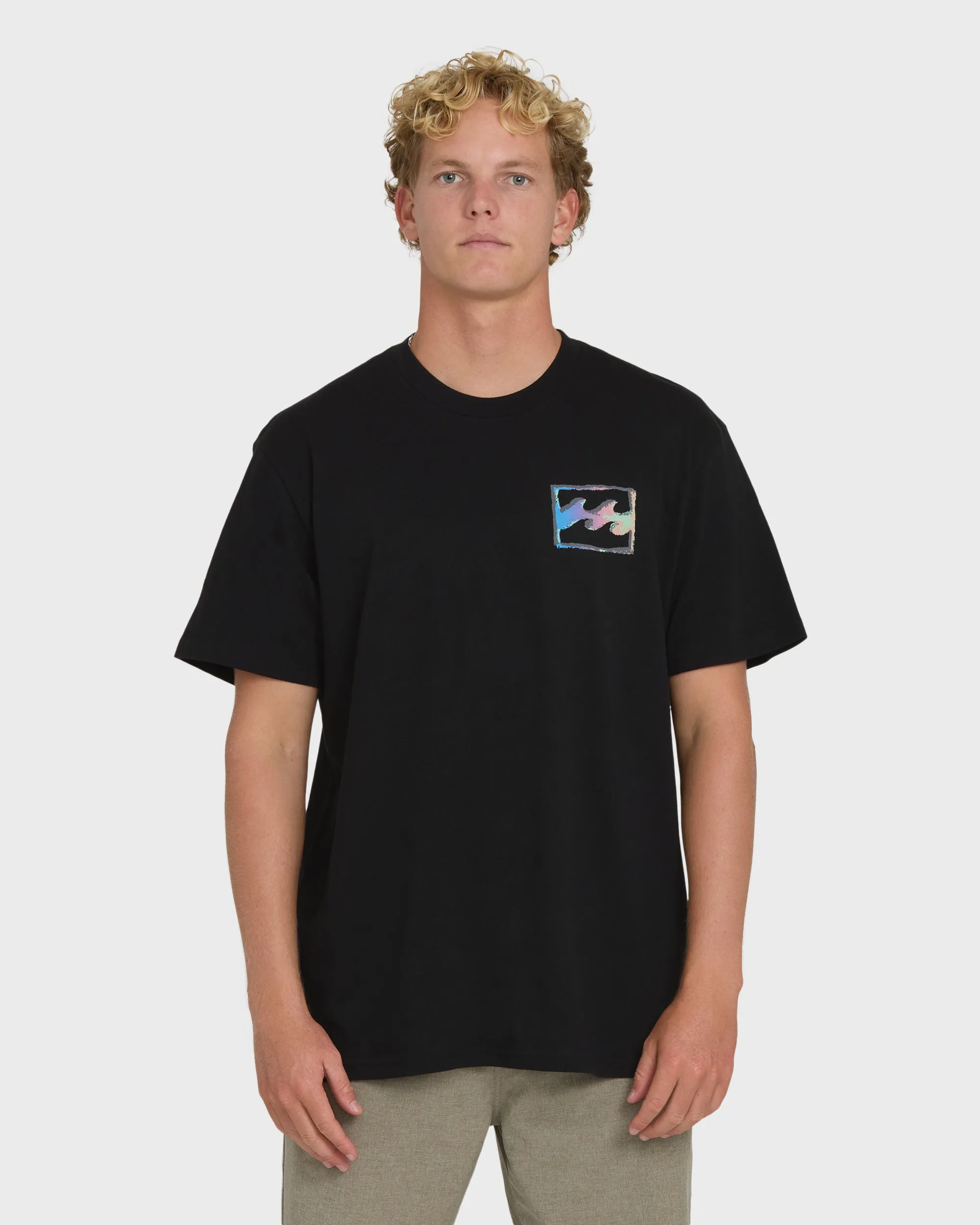 Crayon Wave Premium Short Sleeve Knit T-Shirt - Black sold by Billabong