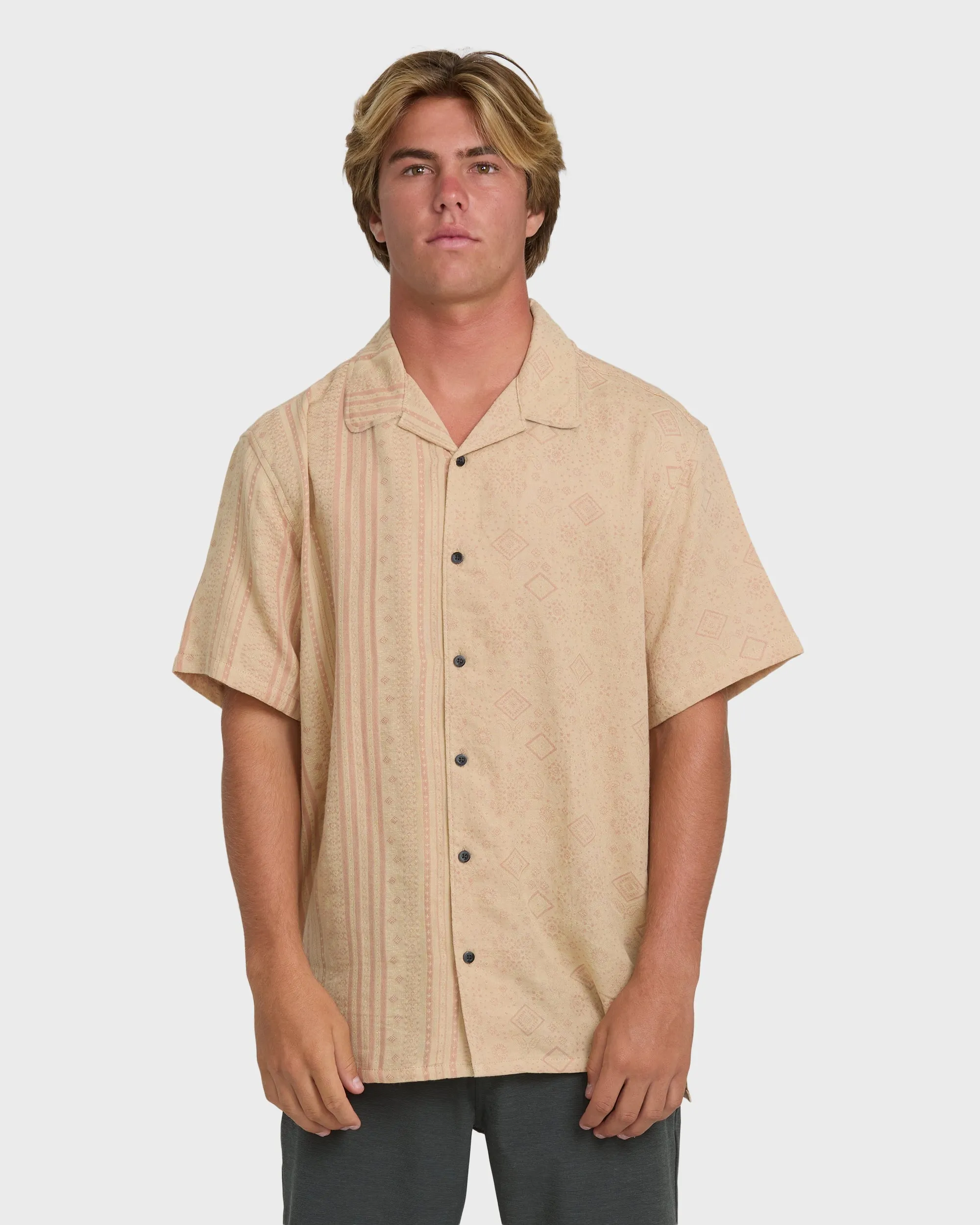 Garage Nashua Jacquard Short Sleeve Woven Shirt - Oatmeal sold by Billabong