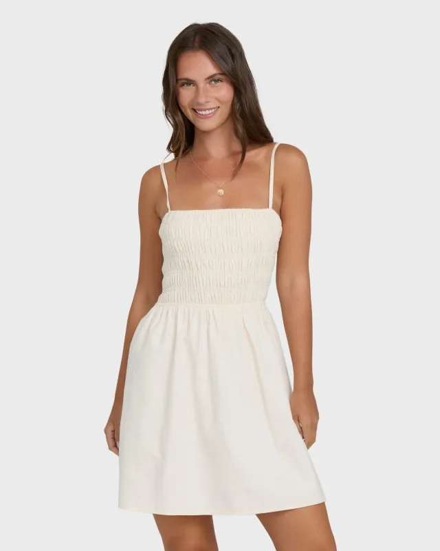 Suns Out Mini Dress - White Cap made by Billabong