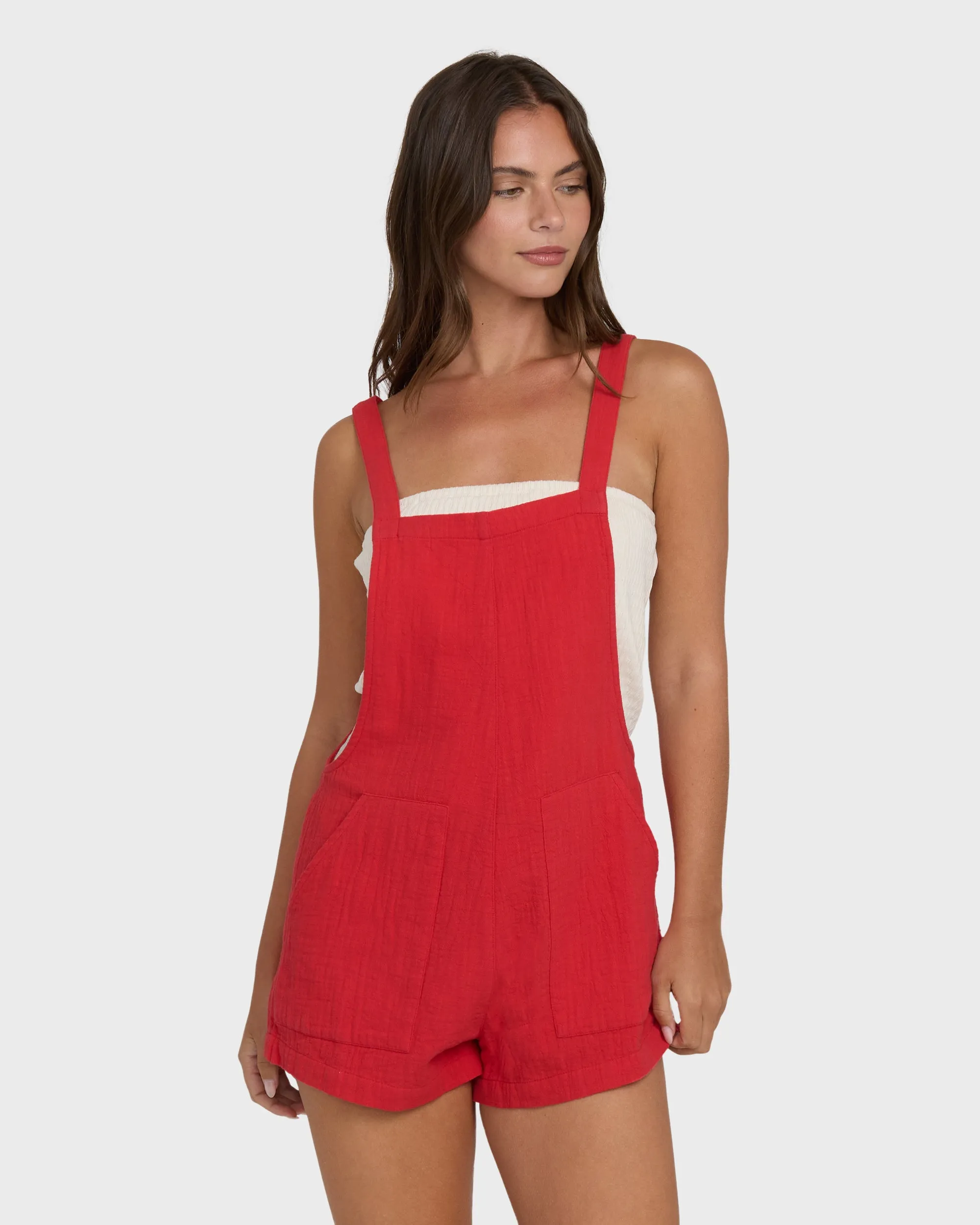 Beach Crush Overalls - Fiesta Red sold by Billabong