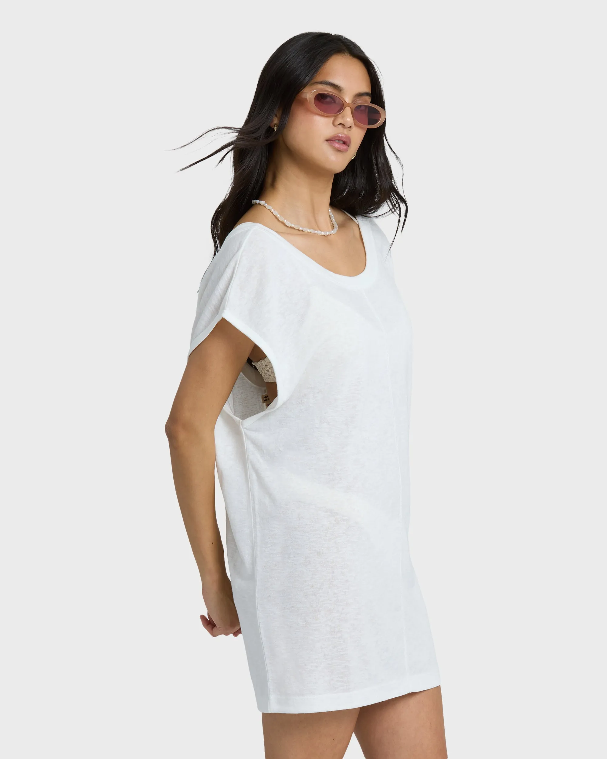 Hallow Wave Mini Short Sleeve Dress - Salt Crystal sold by Billabong product image thumbnail 3