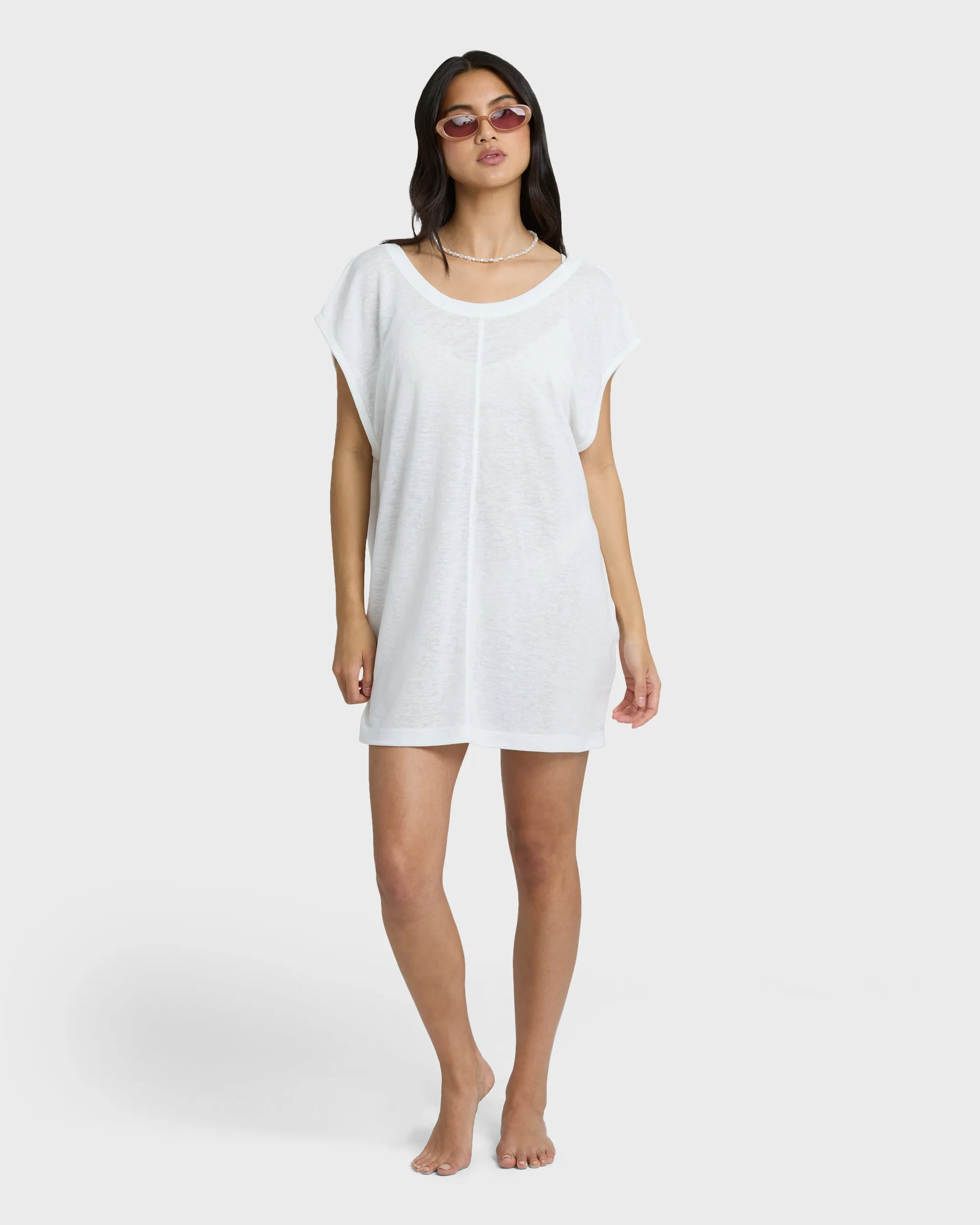 Hallow Wave Mini Short Sleeve Dress - Salt Crystal sold by Billabong product image thumbnail 4