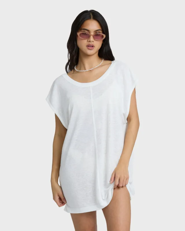 Hallow Wave Mini Short Sleeve Dress - Salt Crystal made by Billabong