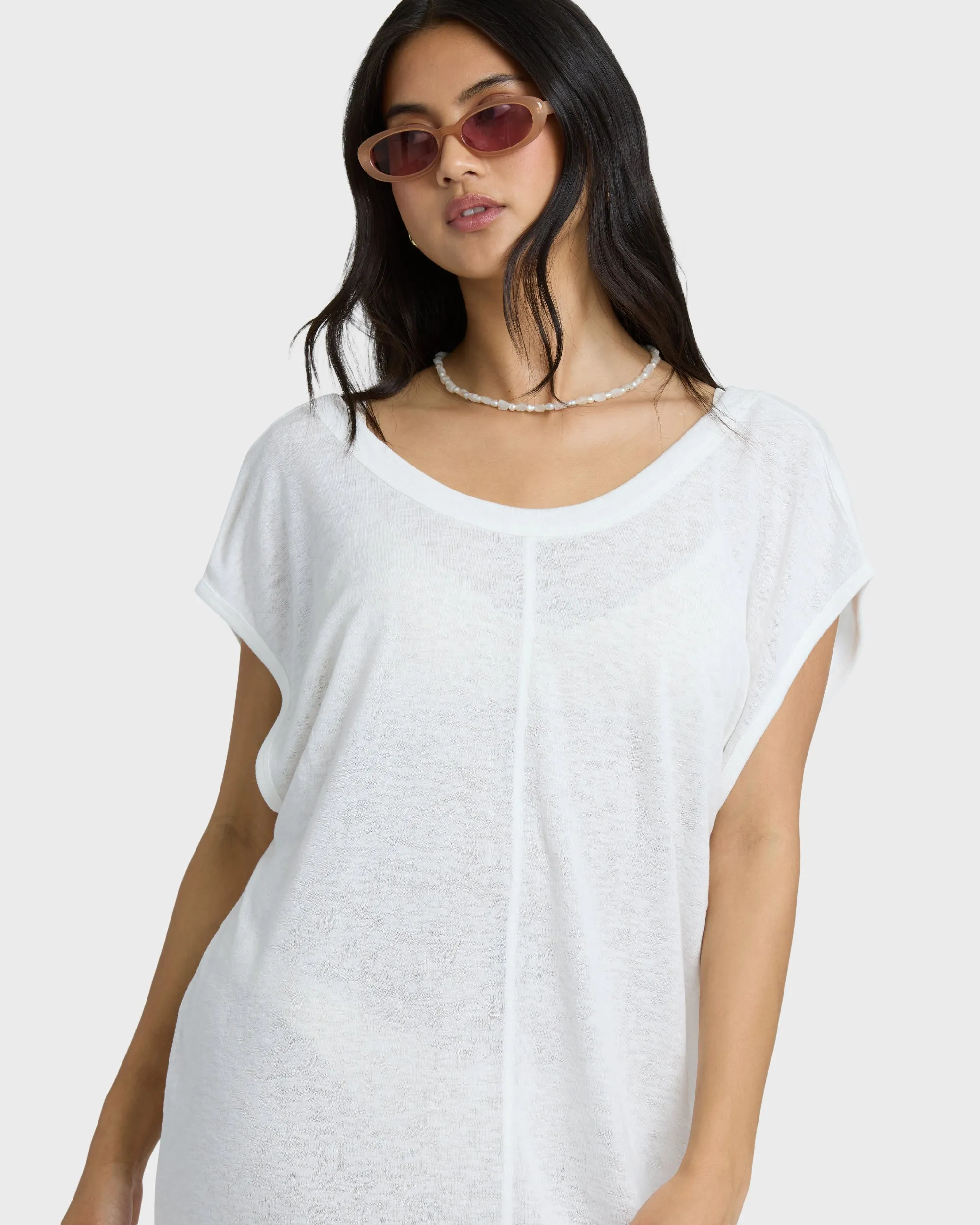Hallow Wave Mini Short Sleeve Dress - Salt Crystal sold by Billabong product image thumbnail 5