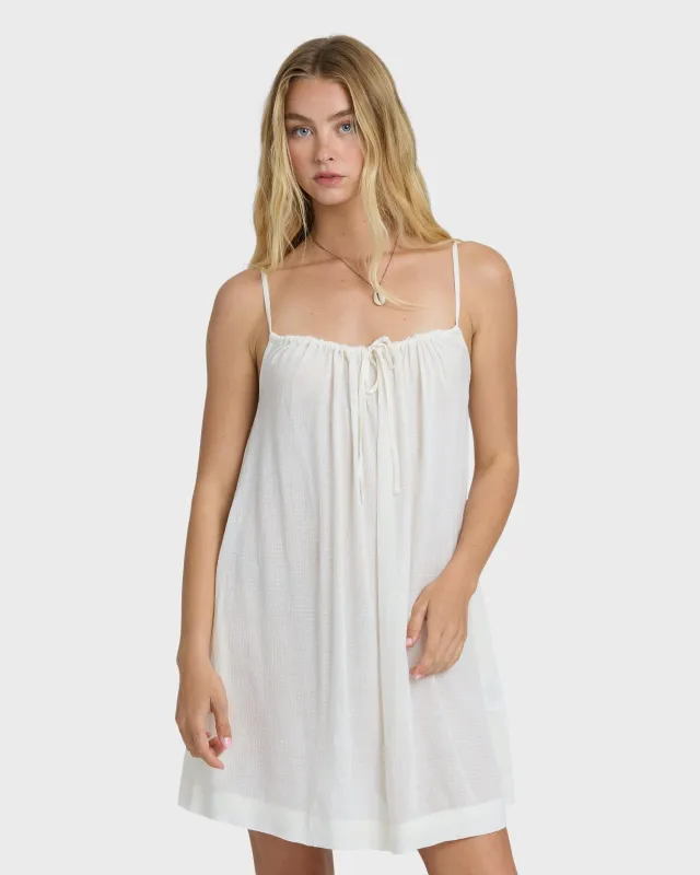 Beach Song Solid Mini Dress - Salt Crystal made by Billabong
