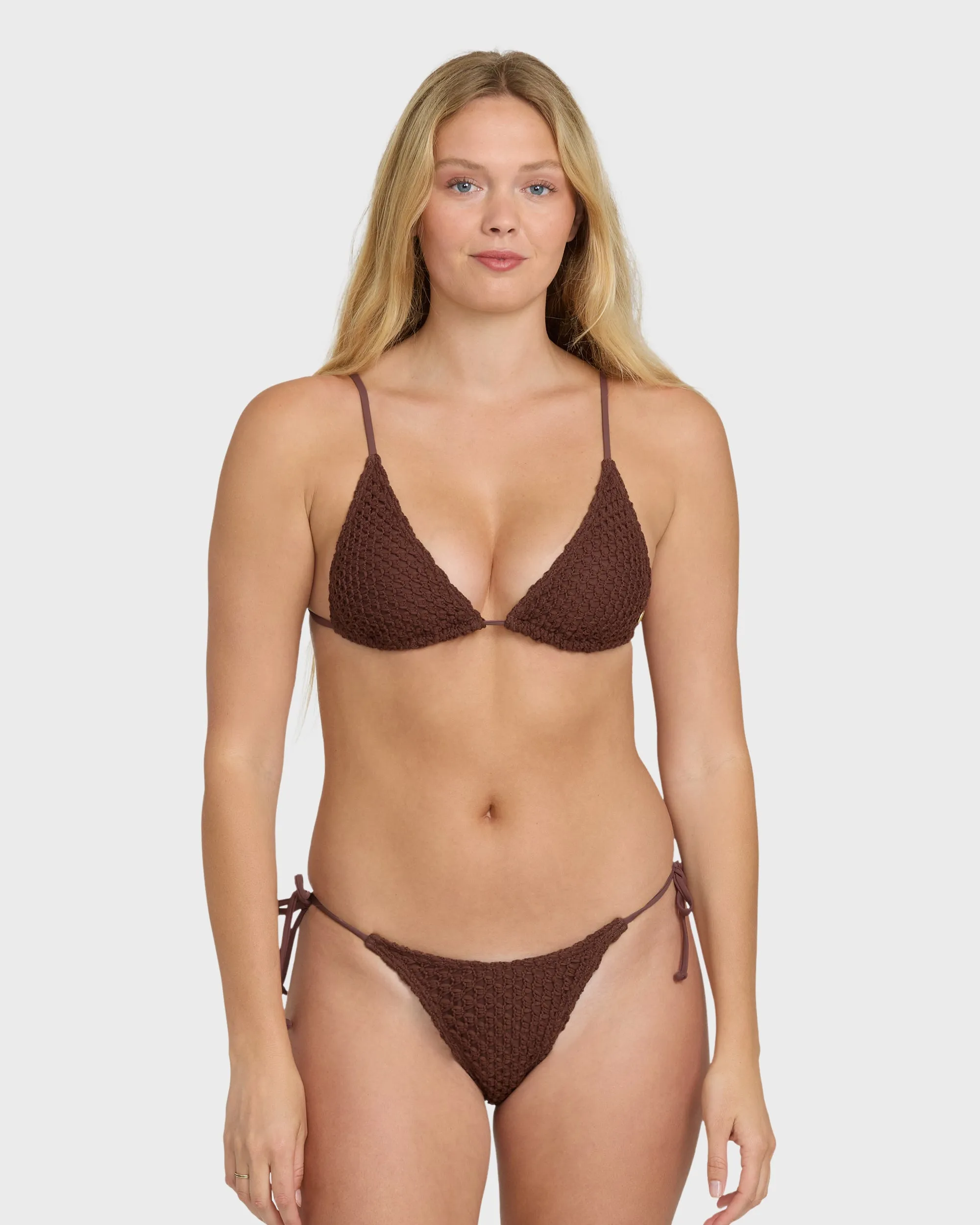 Twisted Tides Slide Tall Triangle Bikini Top - Espresso sold by Billabong