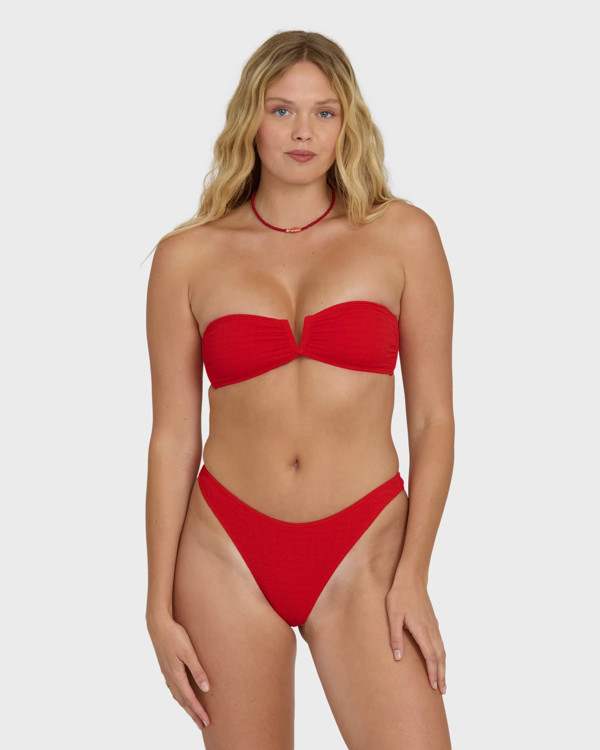 Rising Tide V Bandeau Bikini Top - Fiesta Red sold by Billabong