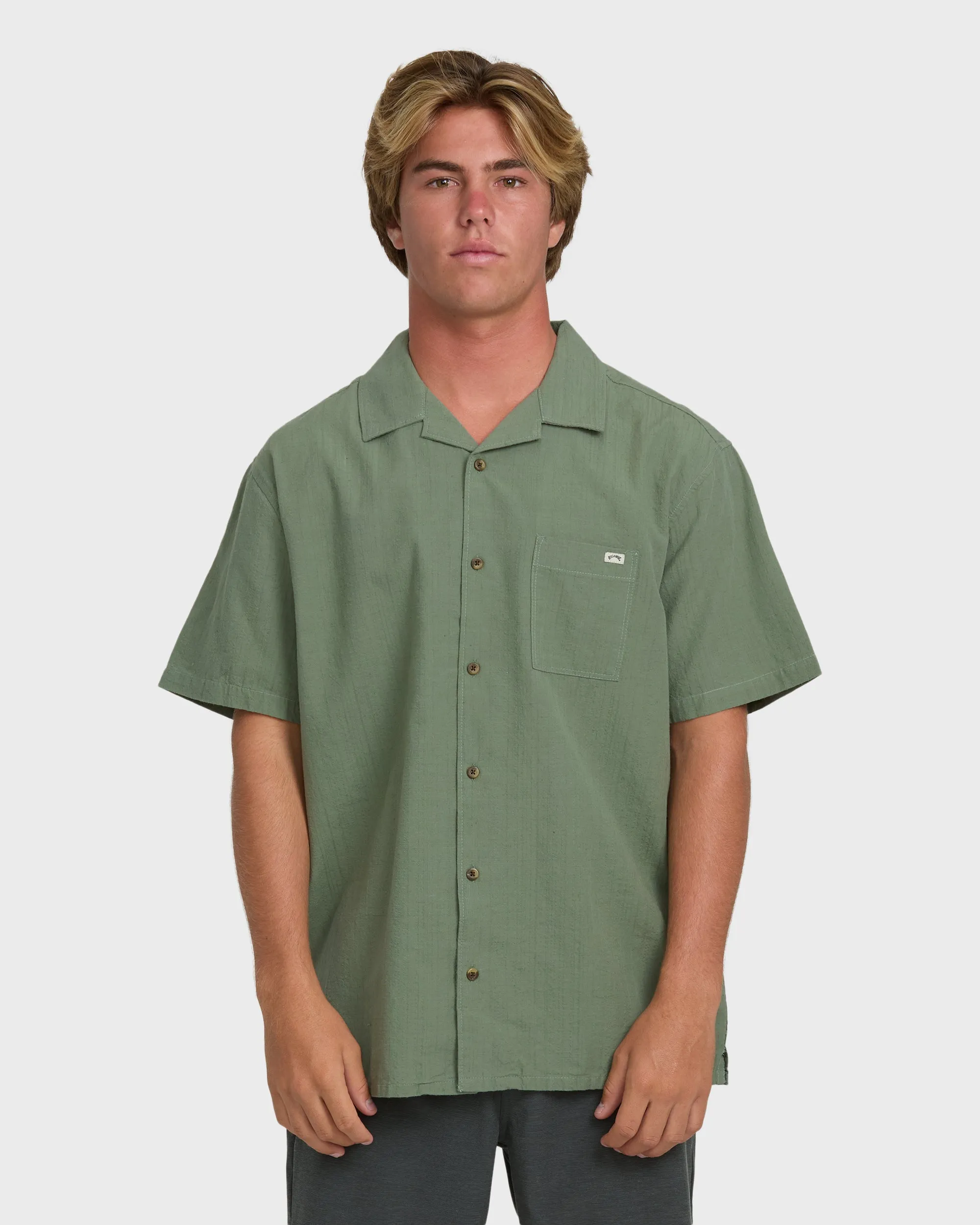 Victoria Vacay Short Sleeve Woven Shirt - Granite Green sold by Billabong