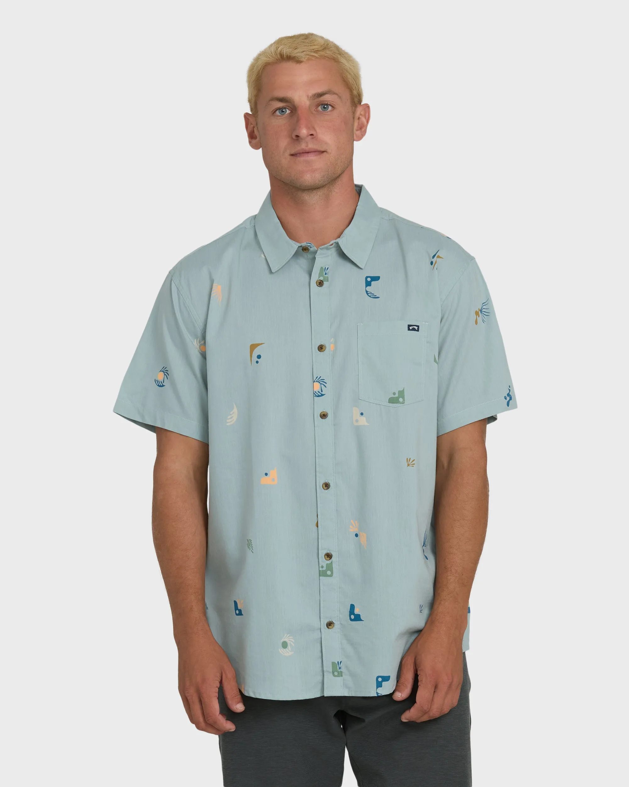Sundays Mini Short Sleeve Woven Shirt - Blue Fog sold by Billabong