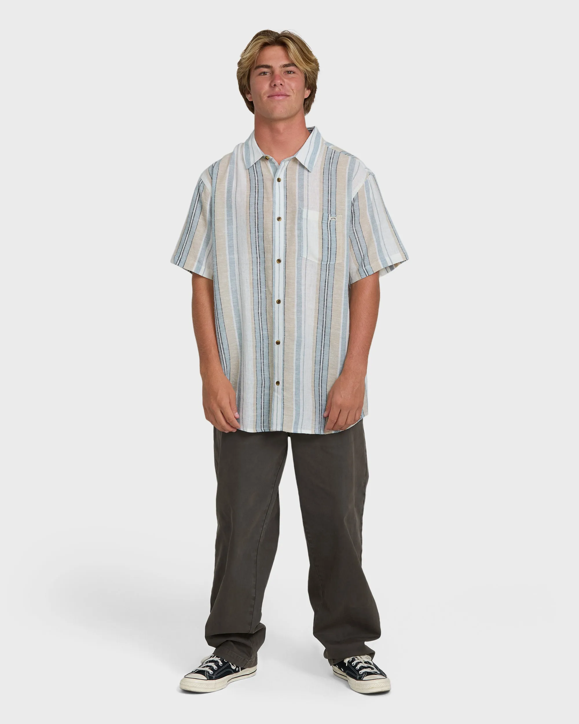 All Day Stripe Short Sleeve Shirt - Blue/White sold by Billabong product image thumbnail 4