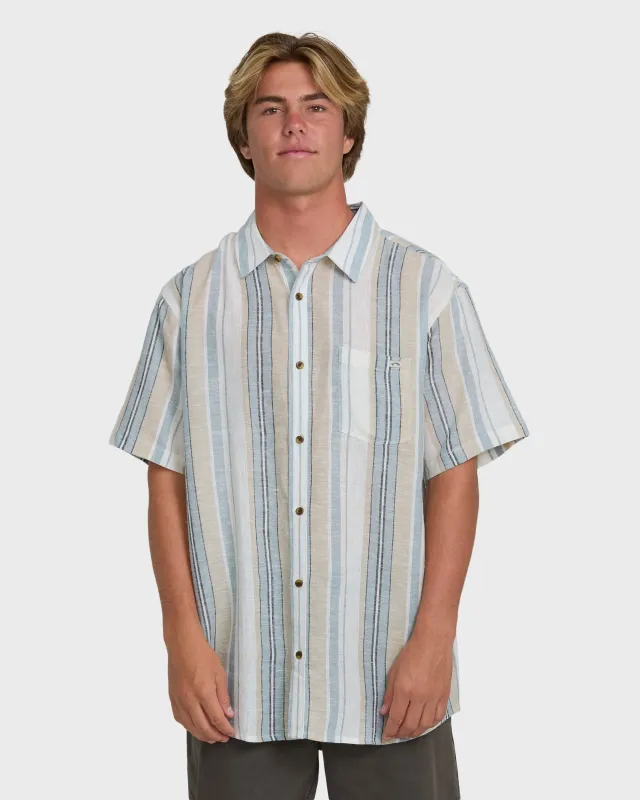 All Day Stripe Short Sleeve Shirt - Blue/White made by Billabong
