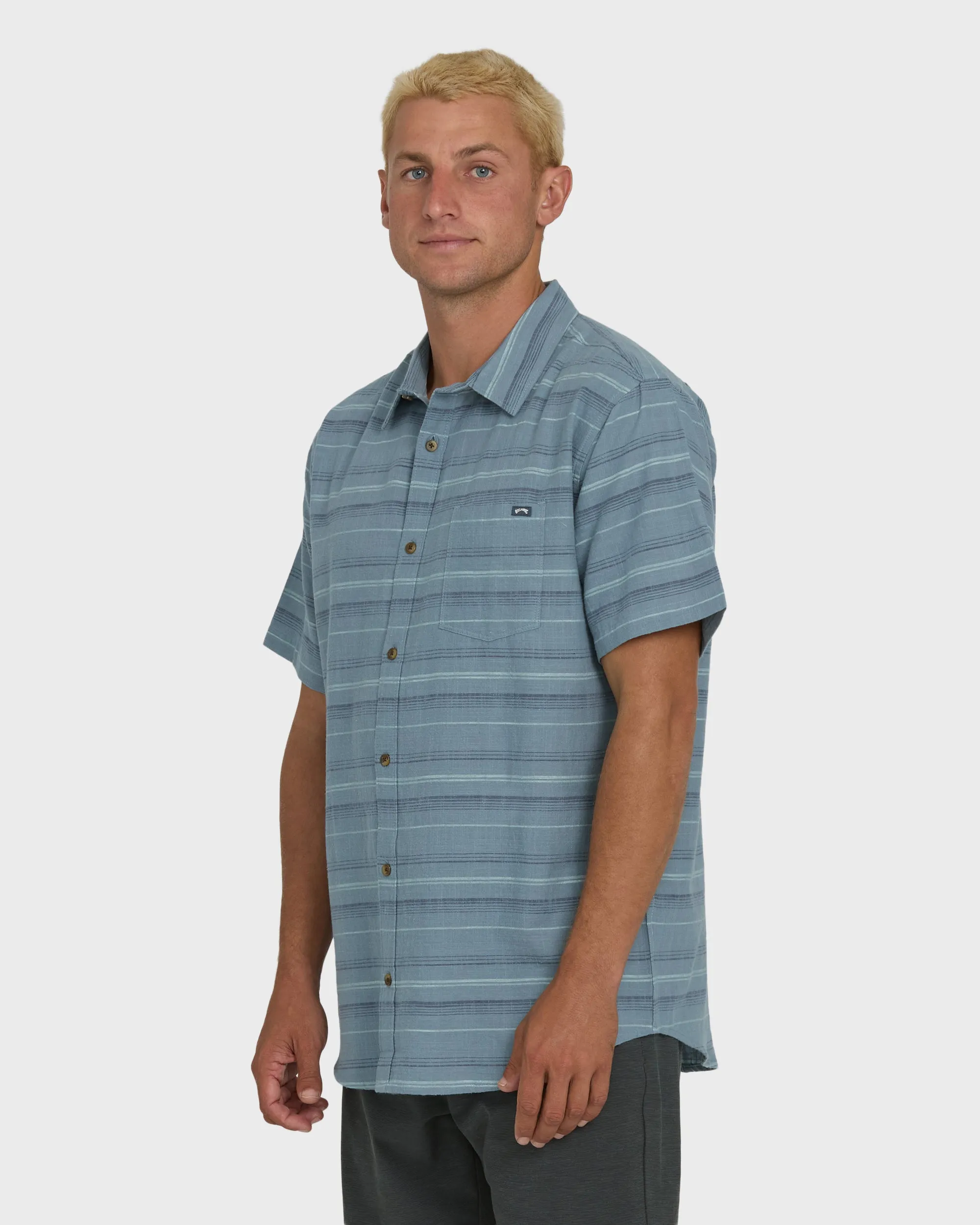 All Day Stripe Short Sleeve Woven Shirt - Blue Fog sold by Billabong product image thumbnail 3
