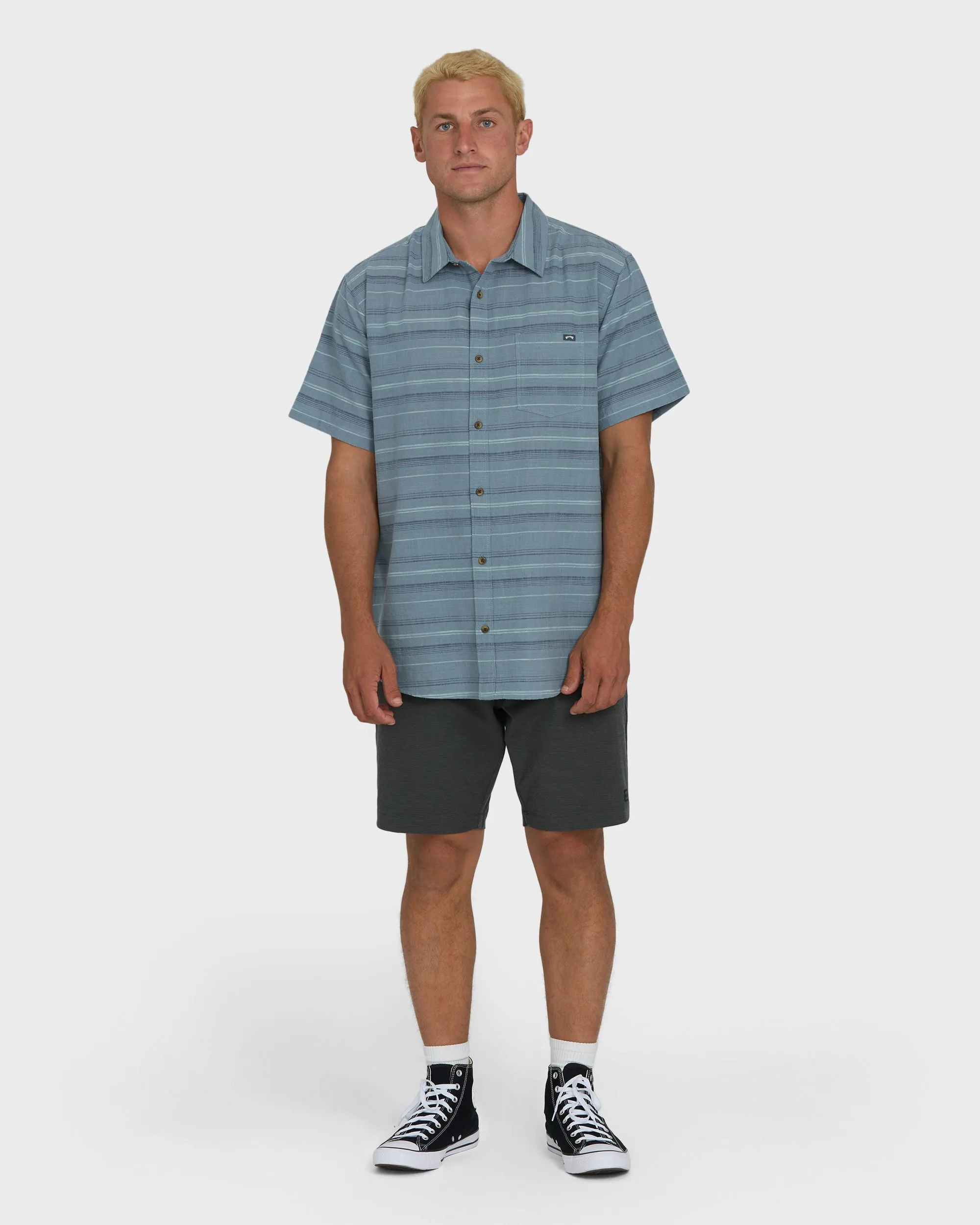 All Day Stripe Short Sleeve Woven Shirt - Blue Fog sold by Billabong product image thumbnail 4
