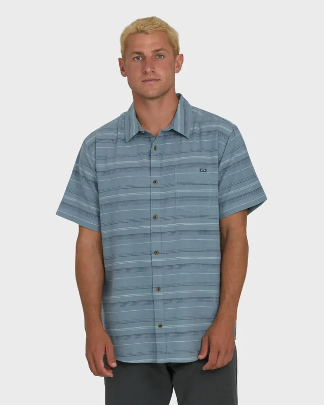 All Day Stripe Short Sleeve Woven Shirt - Blue Fog made by Billabong