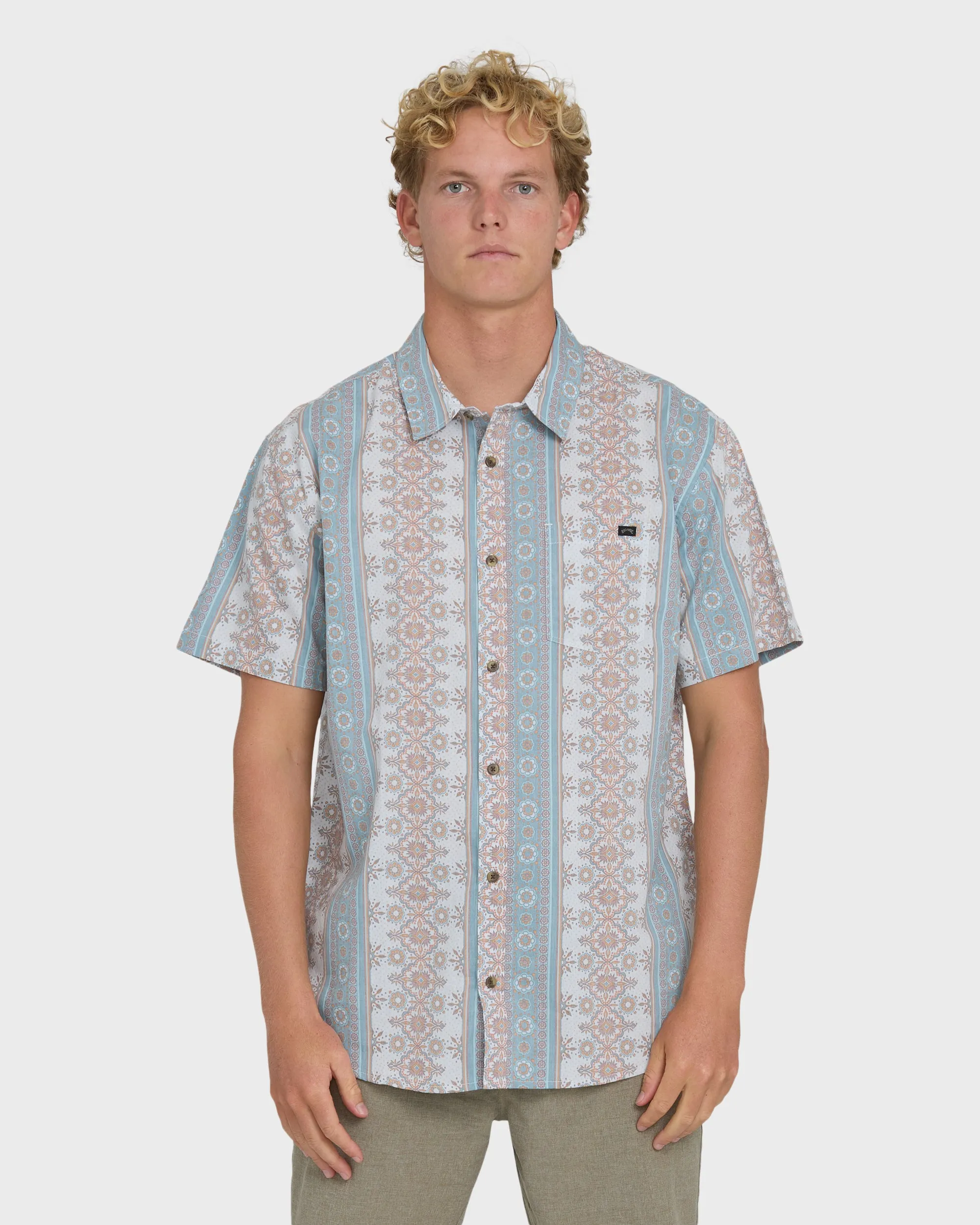 Sundays Short Sleeve Woven Shirt - Blue Fog sold by Billabong
