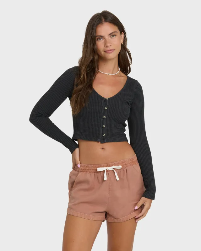 Road Trippin Elastic Waist Woven Shorts - Sugar Almond made by Billabong