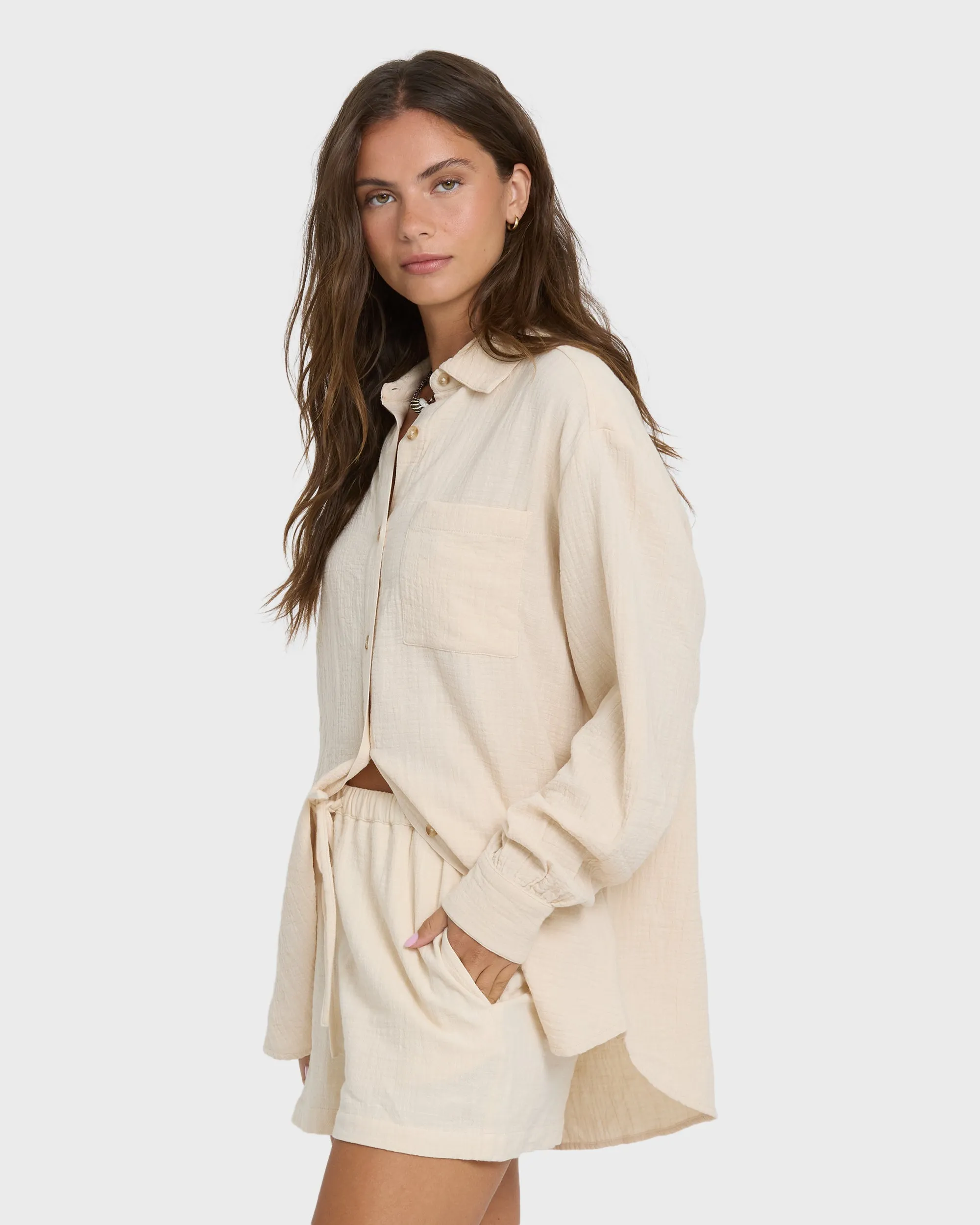 Wanderer Long Sleeve Woven Shirt - Dove sold by Billabong product image thumbnail 4