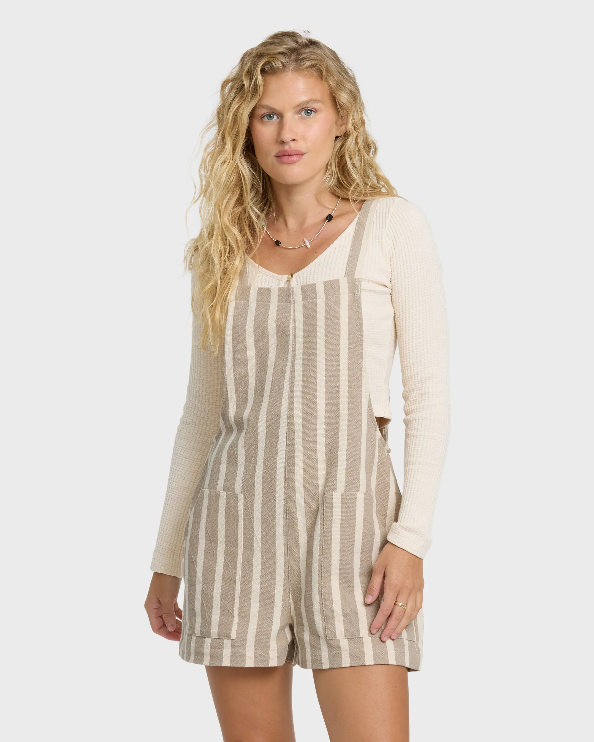 Beach Crush Yarn-Dyed Overalls - Cobblestone sold by Billabong