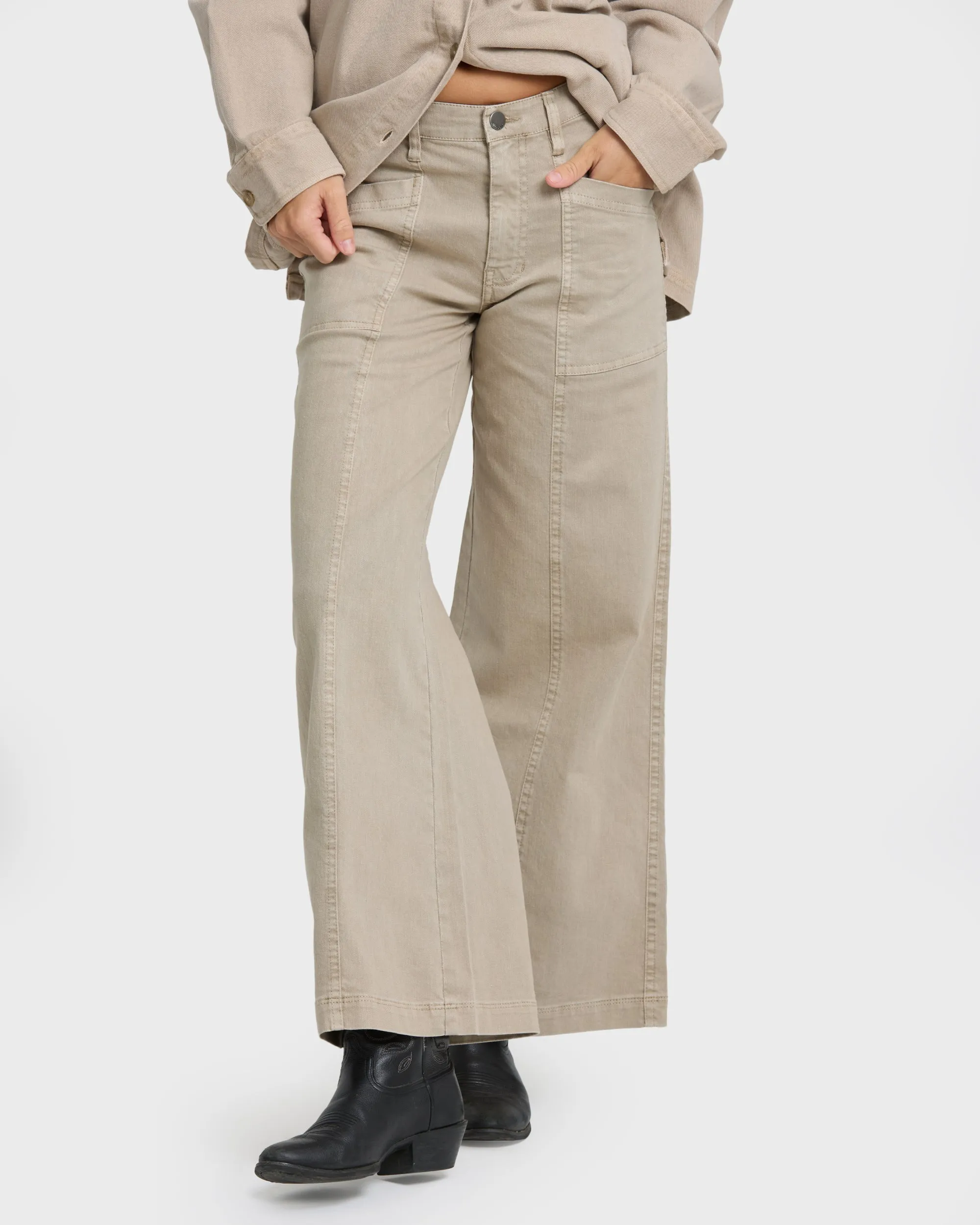 Rival Wide Leg Pants - Cobblestone sold by Billabong product image thumbnail 5