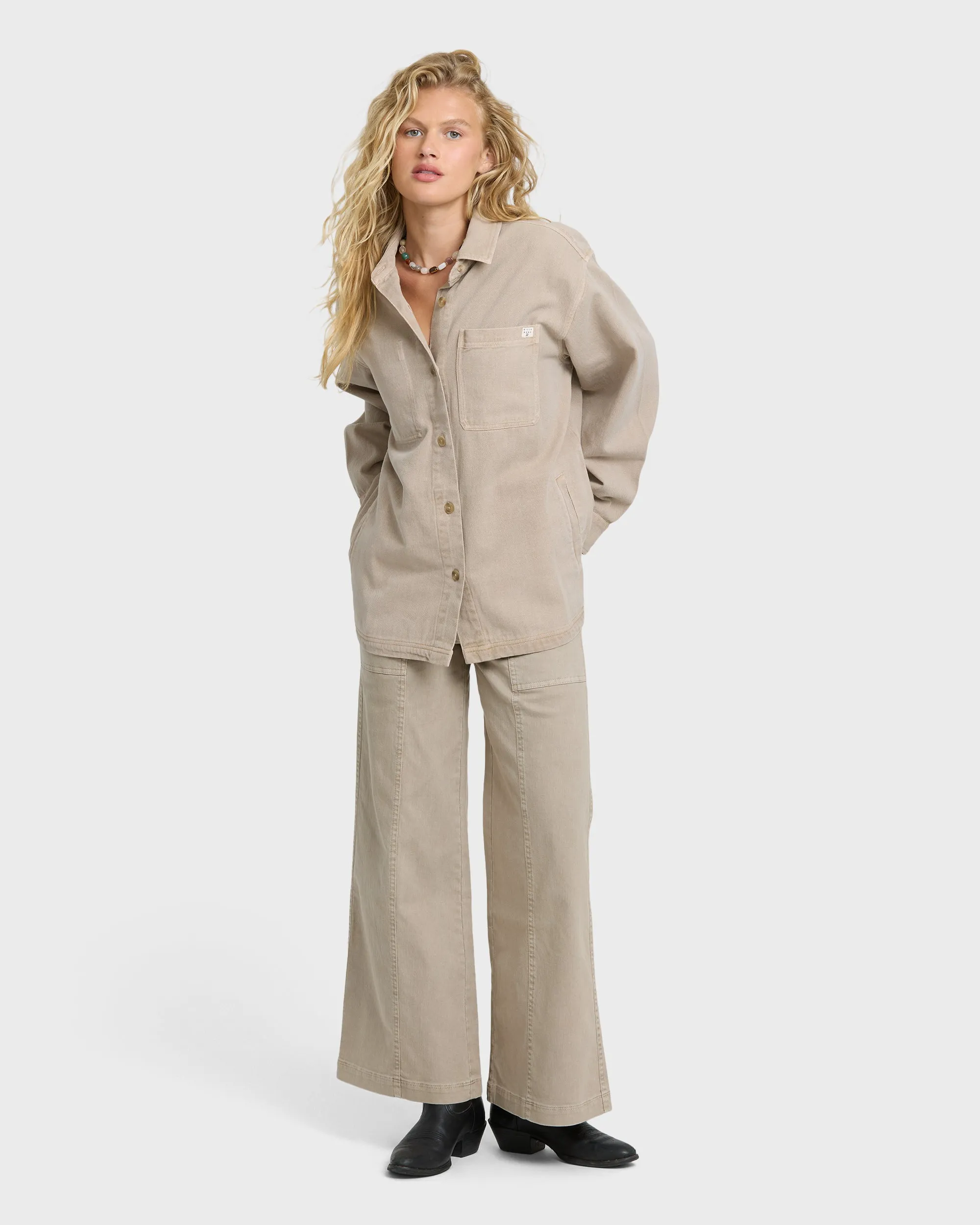 Rival Wide Leg Pants - Cobblestone sold by Billabong product image thumbnail 3