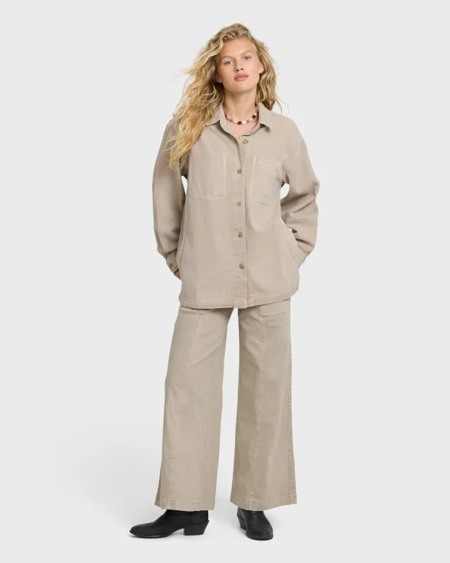 Rival Wide Leg Pants - Cobblestone made by Billabong