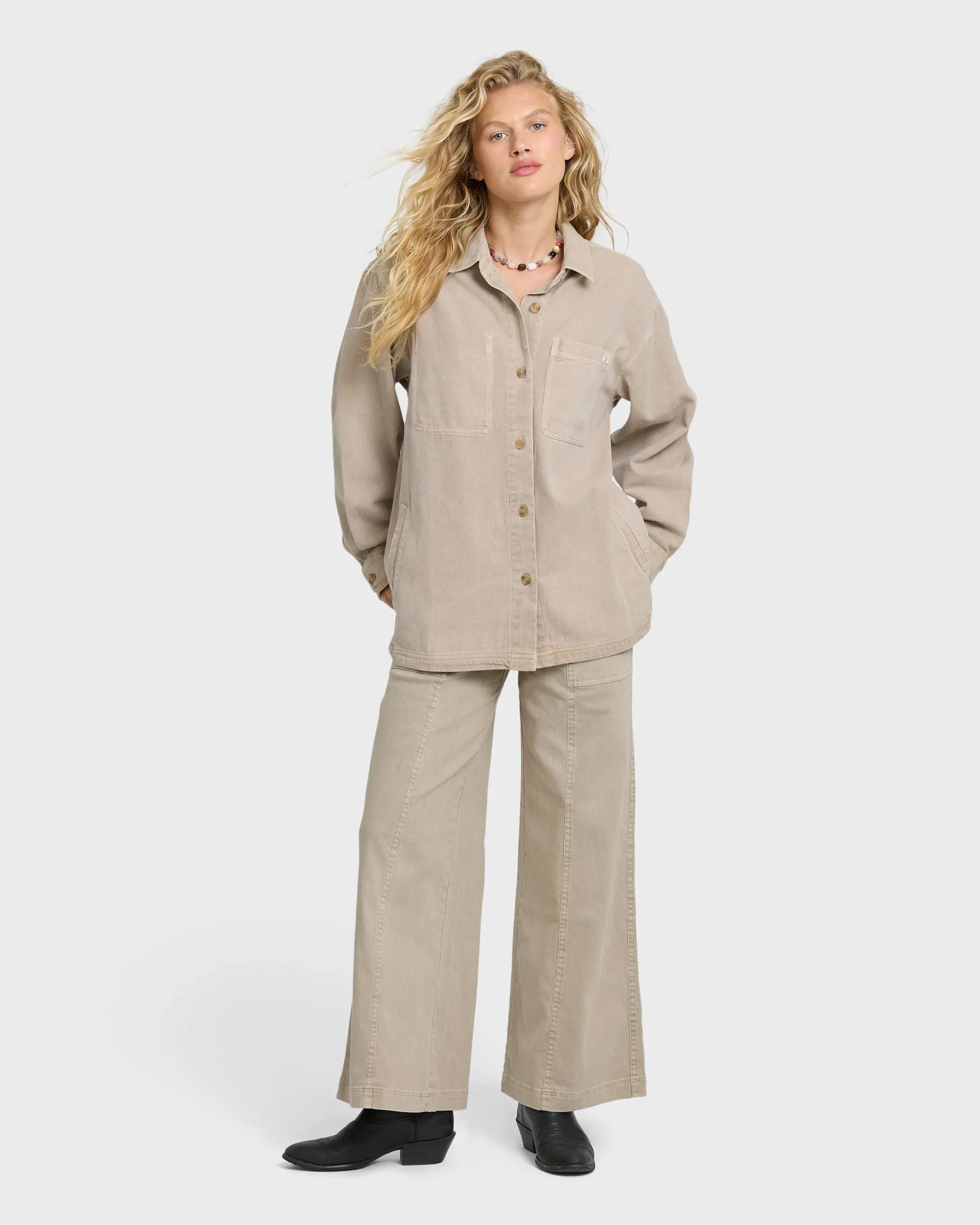 Rival Wide Leg Pants - Cobblestone sold by Billabong