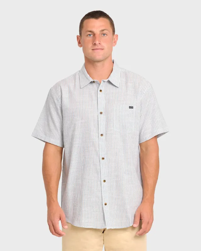 All Day Stripe Short Sleeve Woven Shirt - Off White made by Billabong