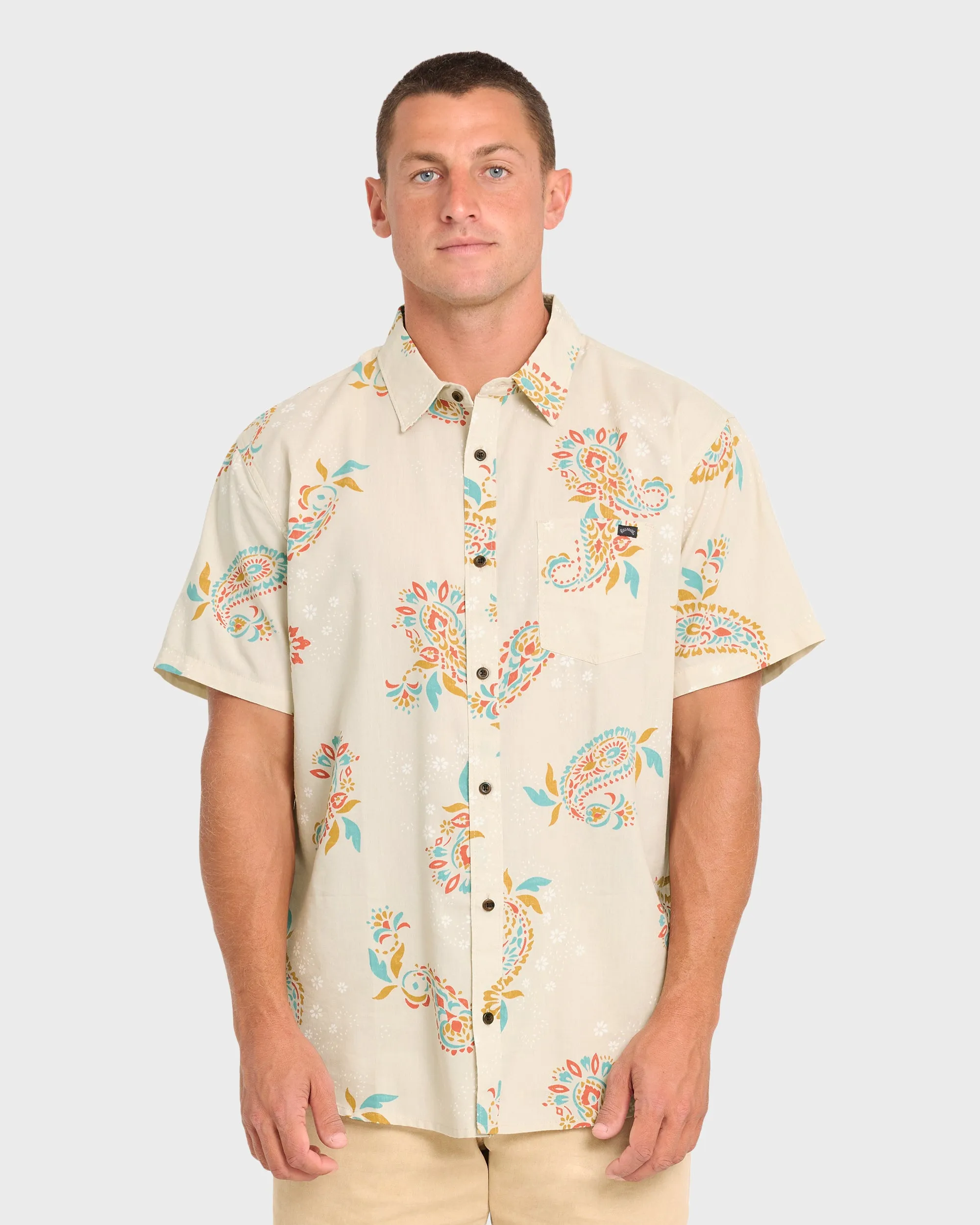 Sundays Short Sleeve Woven Shirt - Oatmeal sold by Billabong