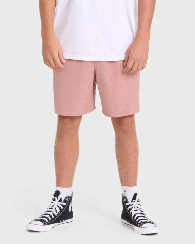 Crossfire Elastic Wave Washed 18" Amphibian Hybrid Shorts - Ash Rose made by Billabong