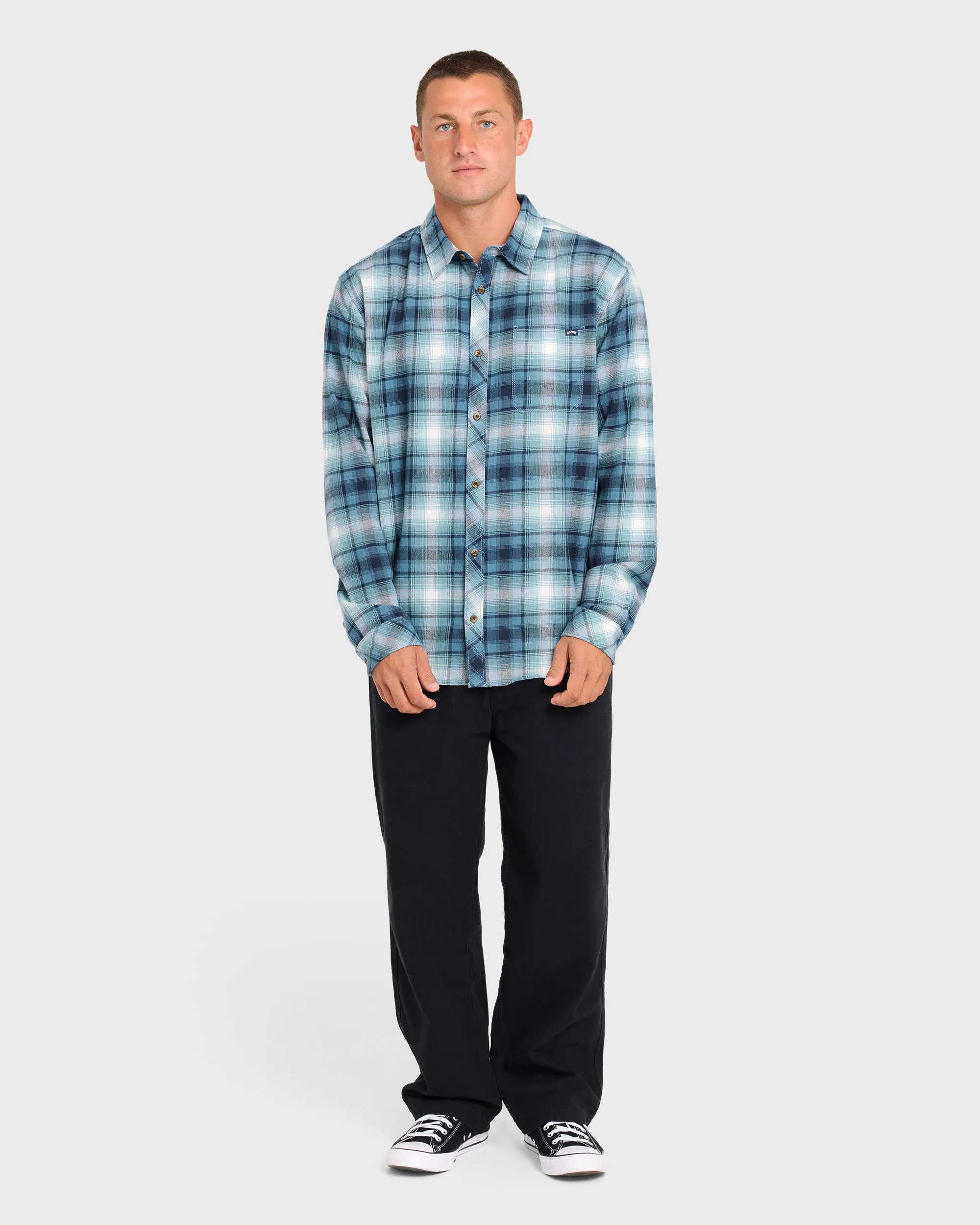Coastline Long Sleeve Flannel Shirt - China Blue sold by Billabong product image thumbnail 3