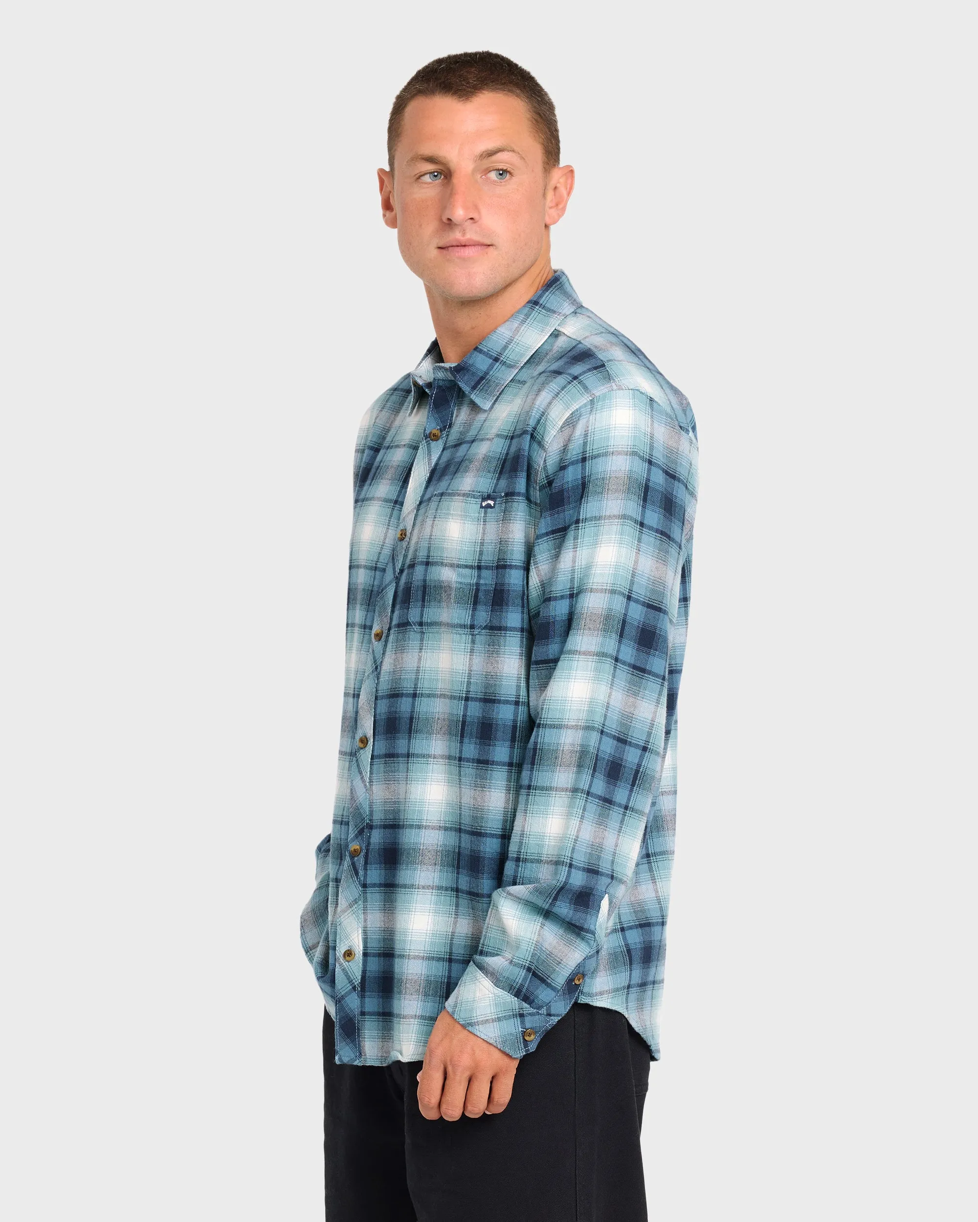 Coastline Long Sleeve Flannel Shirt - China Blue sold by Billabong product image thumbnail 4