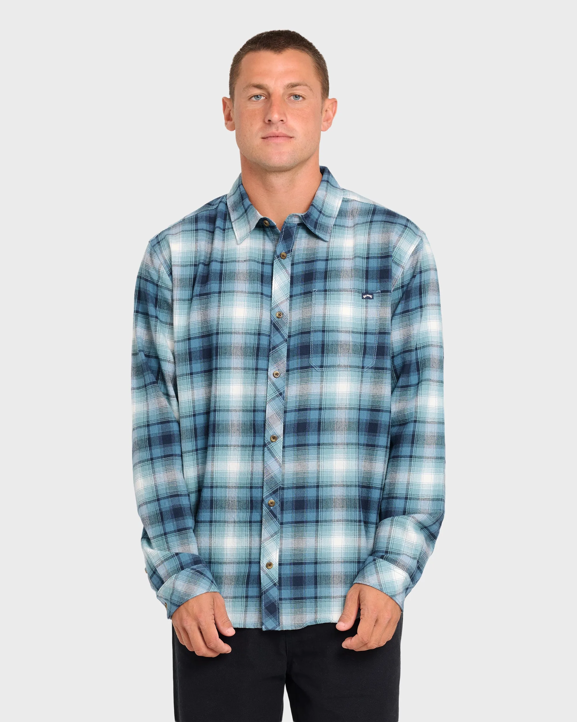 Coastline Long Sleeve Flannel Shirt - China Blue sold by Billabong