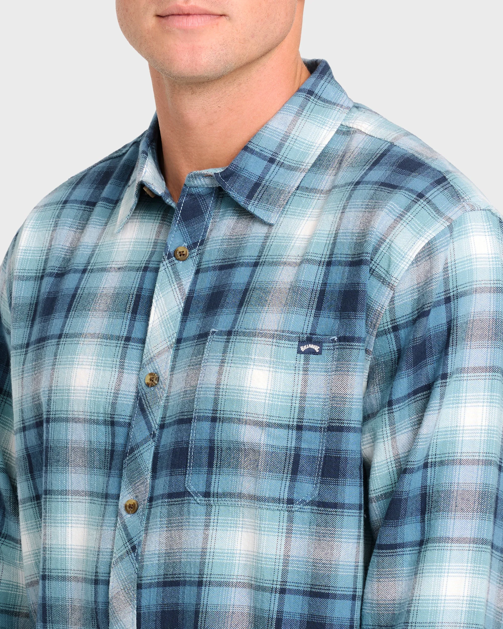 Coastline Long Sleeve Flannel Shirt - China Blue sold by Billabong product image thumbnail 5