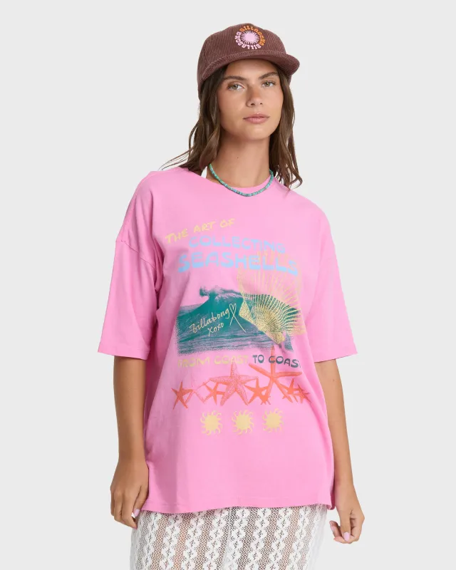 Distant Stars Short Sleeve Cotton T-Shirt - Party Pink made by Billabong