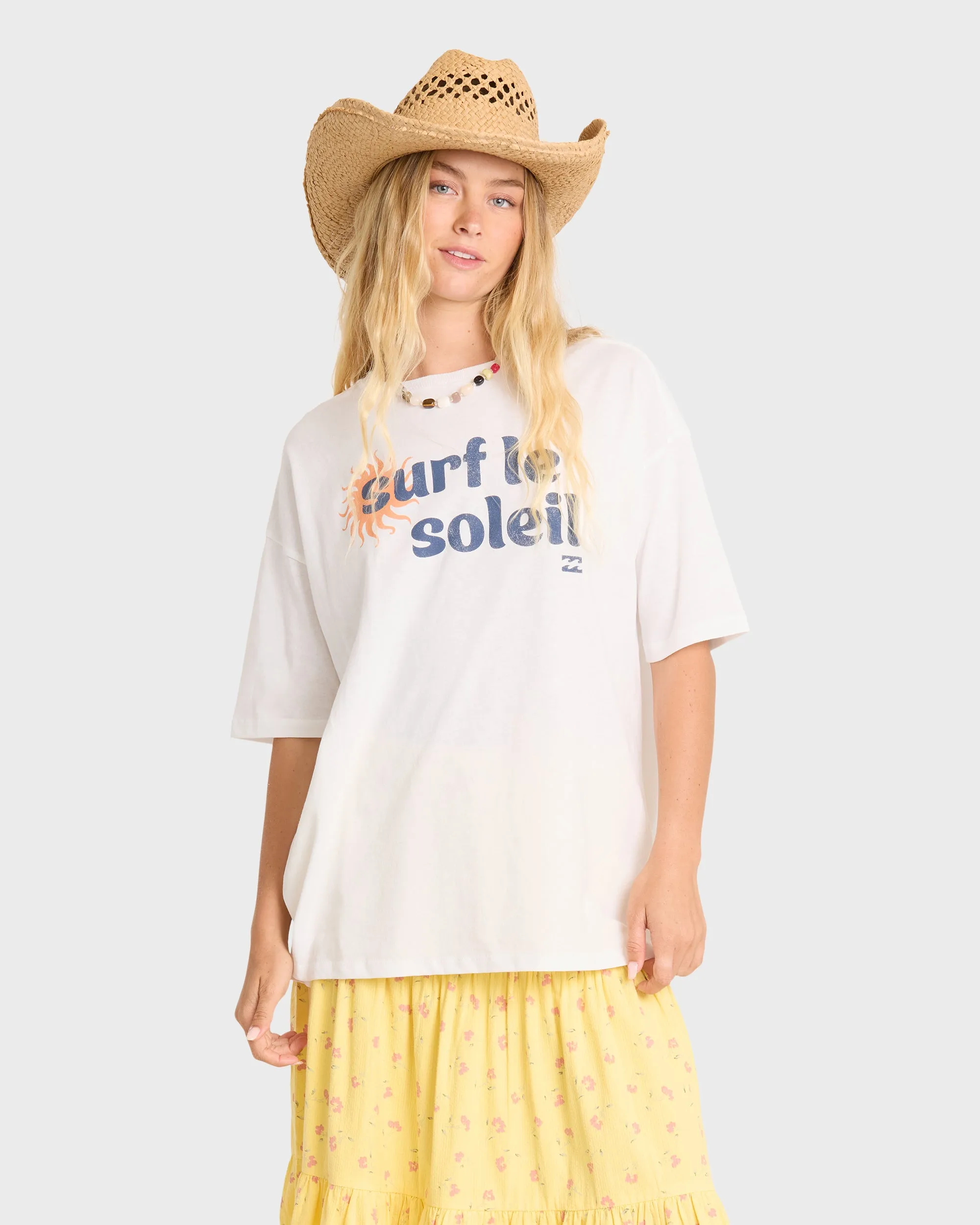 Surf Le Soleil Short Sleeve Cotton T-Shirt - Salt Crystal sold by Billabong