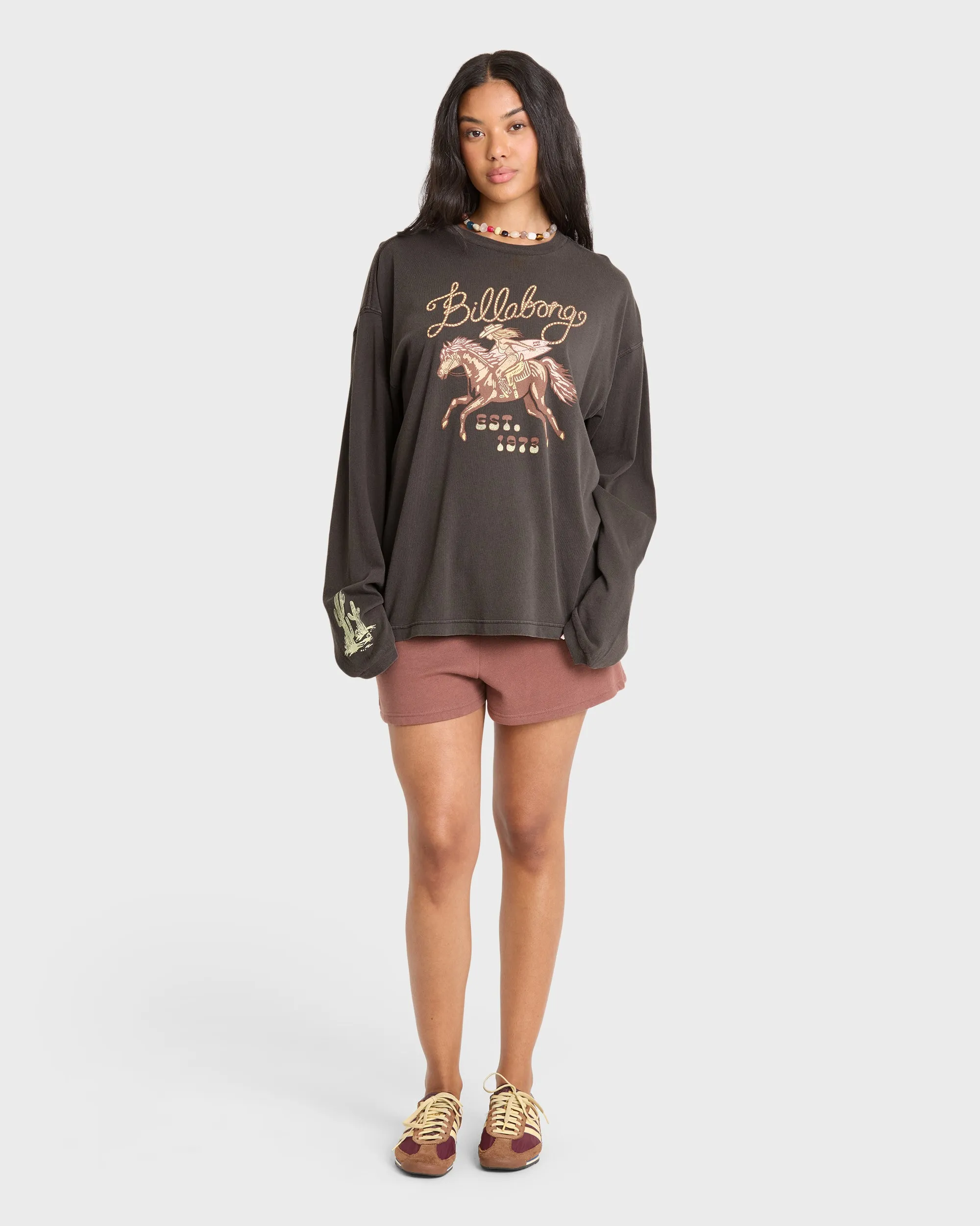Familiar Roads Long Sleeve Knit Graphic T-Shirt - Off Black sold by Billabong product image thumbnail 3