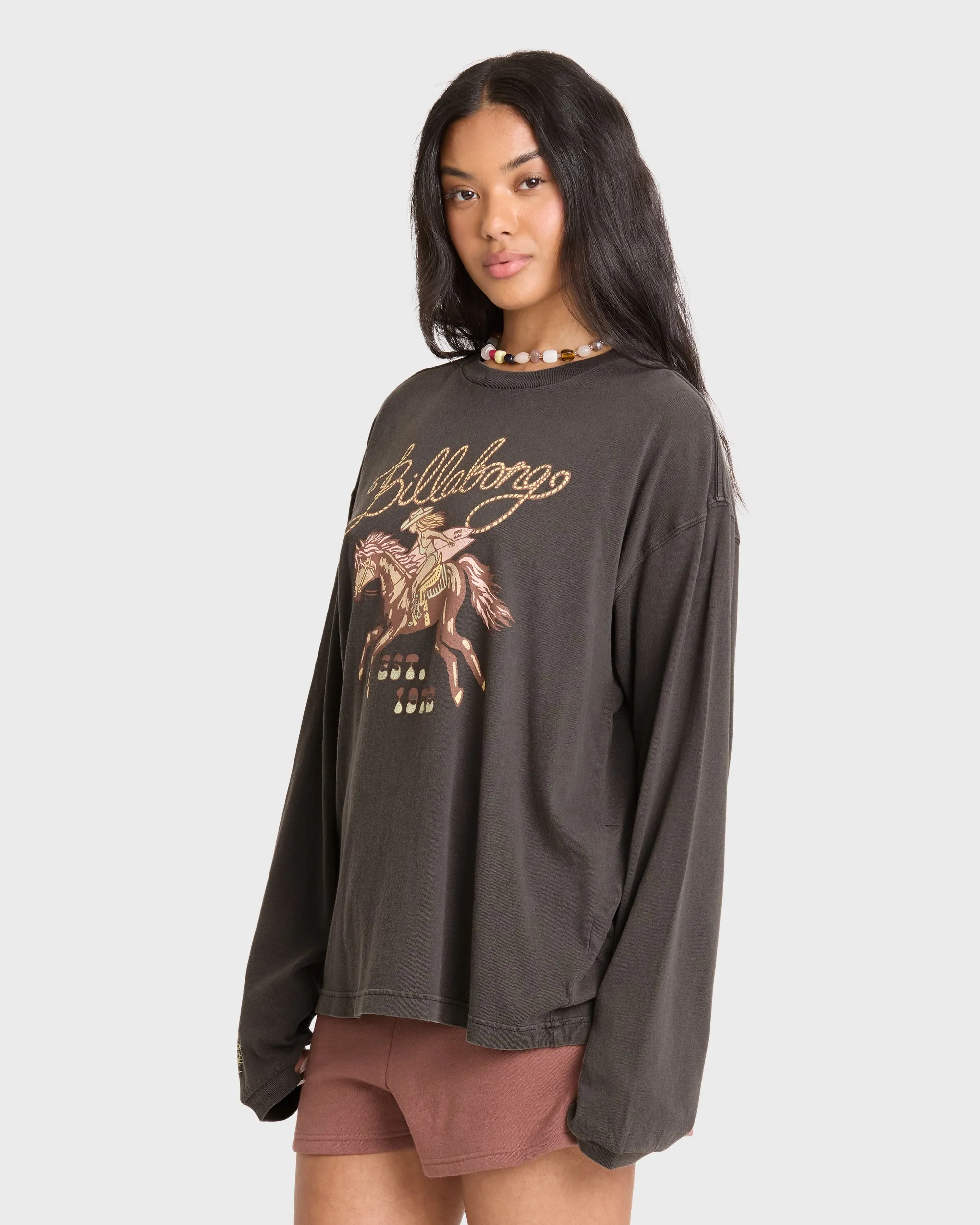 Familiar Roads Long Sleeve Knit Graphic T-Shirt - Off Black sold by Billabong product image thumbnail 4